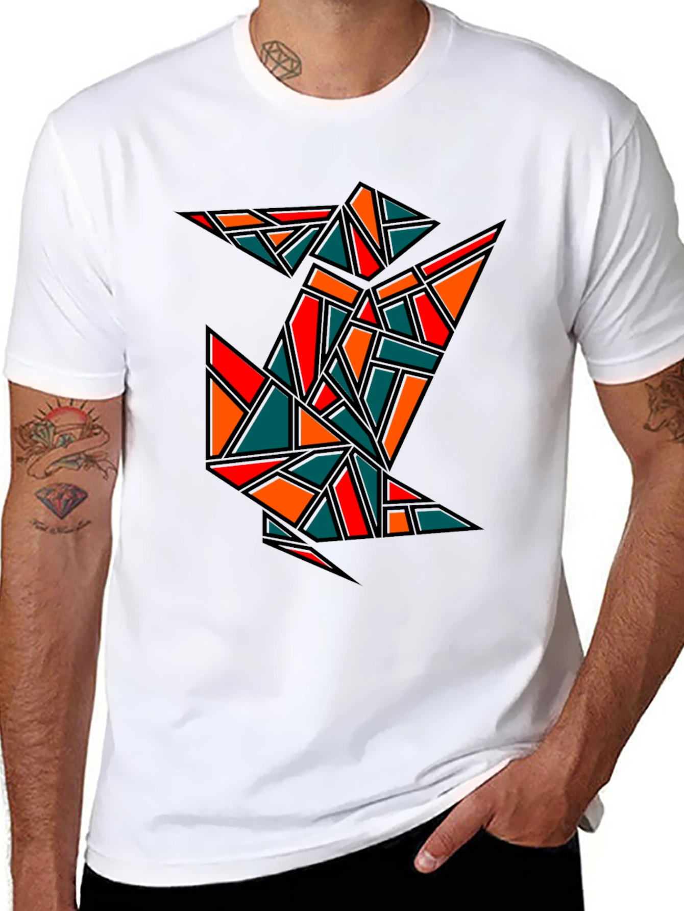 Black Geometric Crane Black T-Shirt view 8