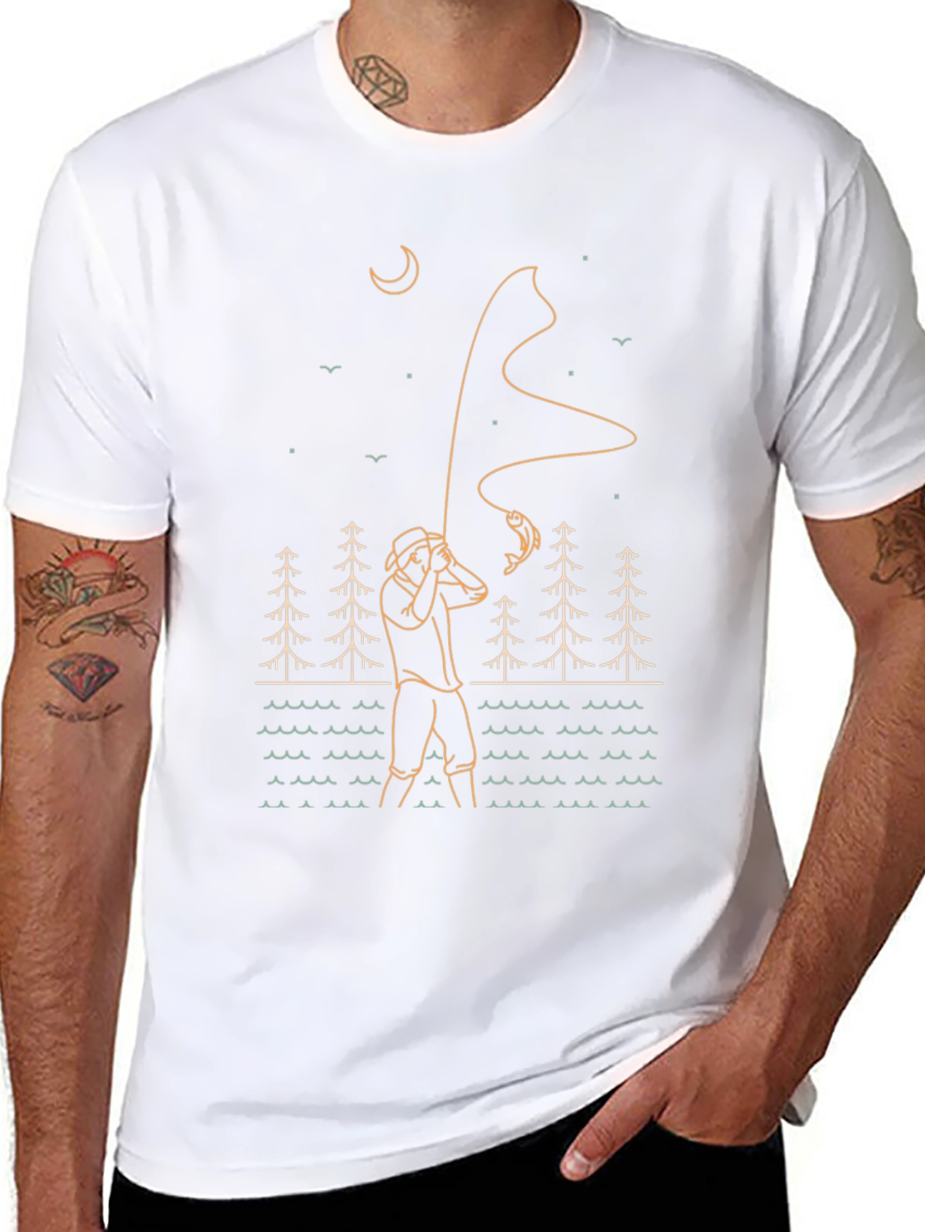Black Fisherman Graphic Tee - Outdoor Adventure Style view 8