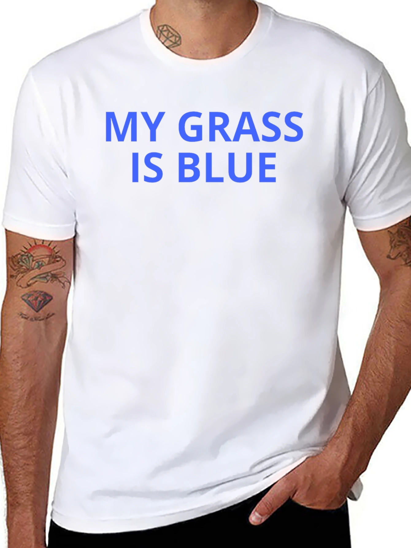 Black My Grass is Blue Graphic T-Shirt view 8