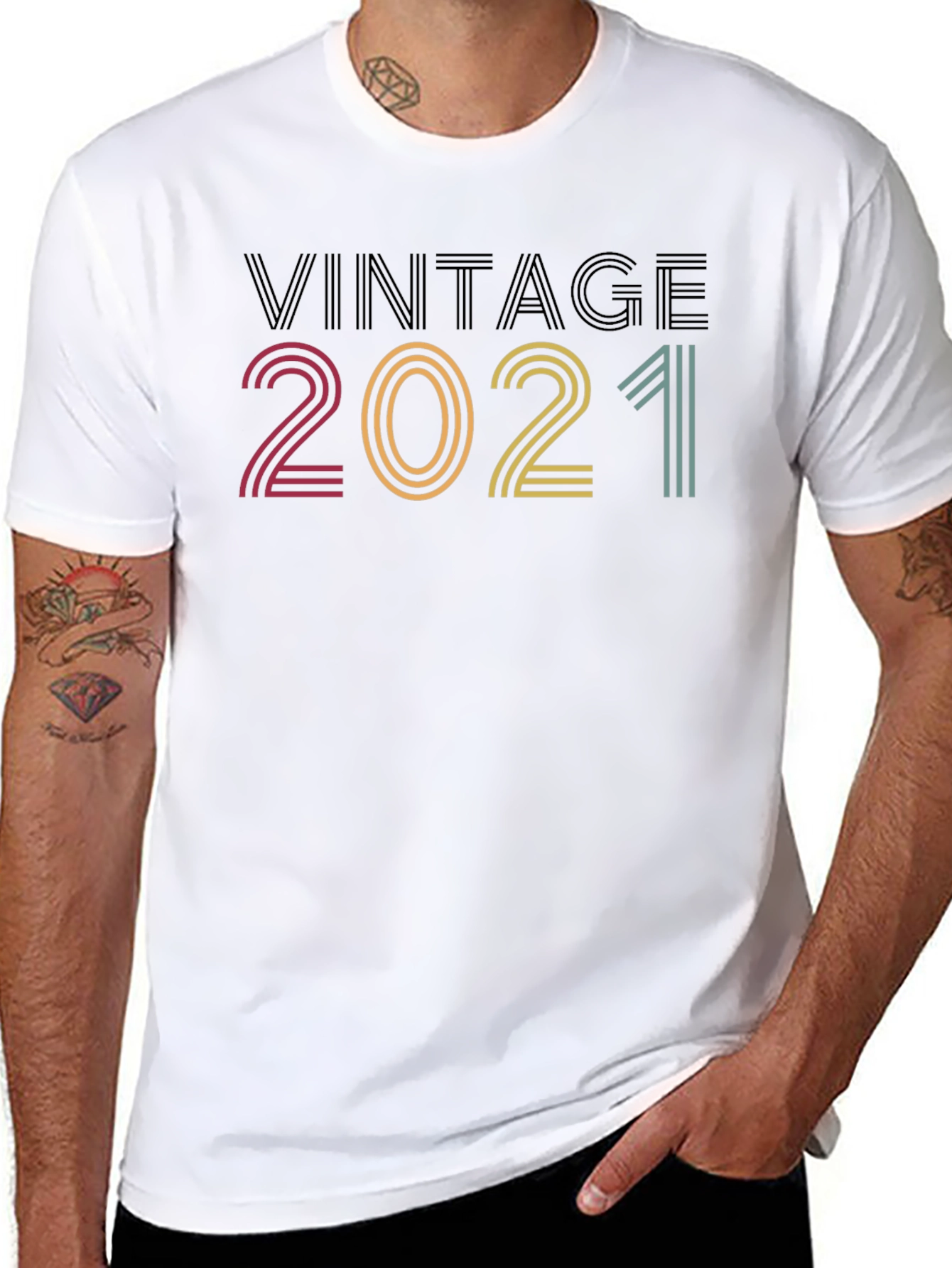 Black Vintage 2021 Graphic Tee - Retro Style view 8