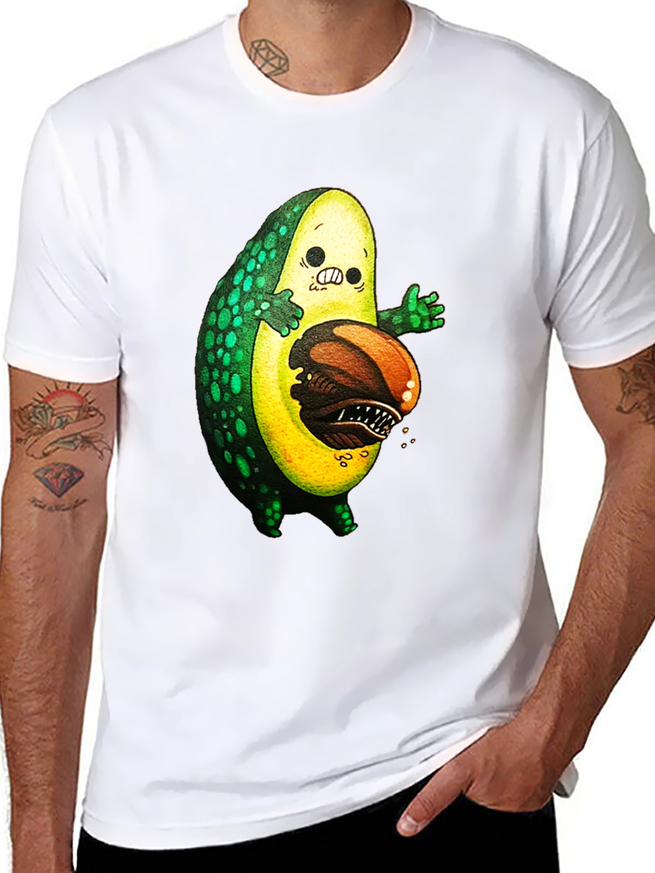 Black Avocado Monster Graphic T-Shirt - Unique Design view 8