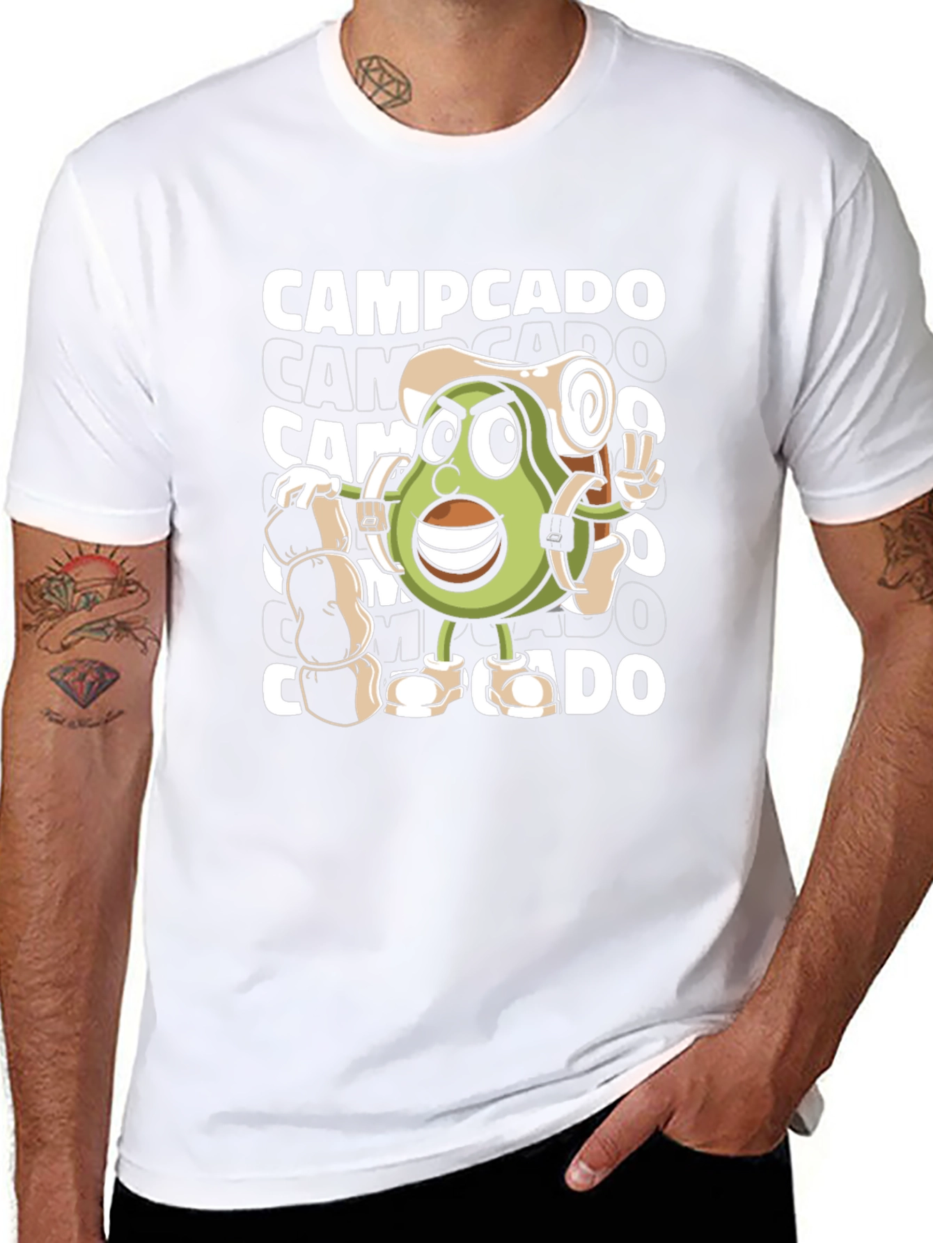 Black Campcado Graphic T-Shirt - Avocado Camping Adventure view 8