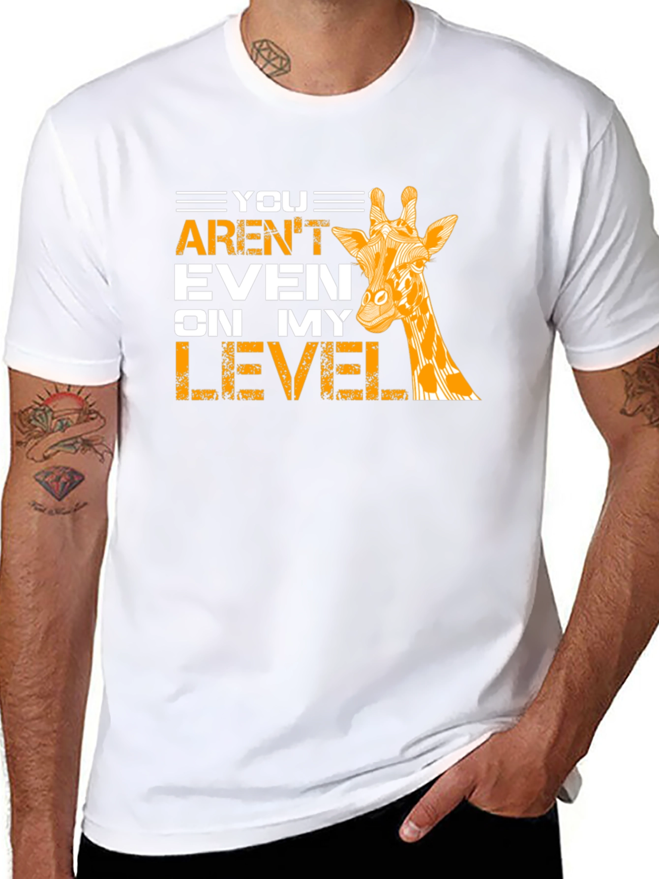 Black Giraffe Level T-Shirt - Funny Animal Tee view 8