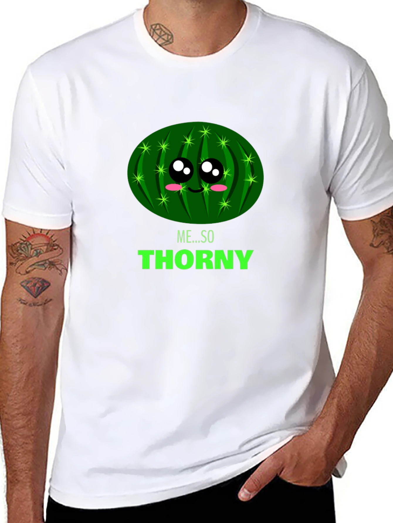 Black Me... So Thorny Black T-Shirt - Funny Cactus Graphic Tee view 8