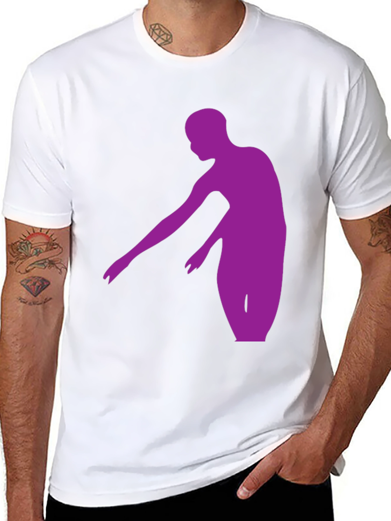 Black Purple Dancer Graphic Tee - Stylish Men's Black T-Shirt view 8