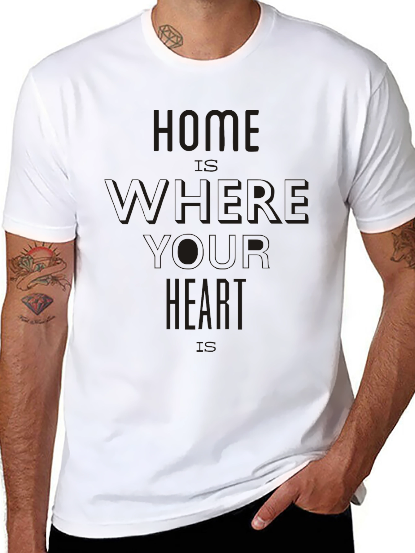 Black Home Is Where Your Heart Is Black T-Shirt view 8