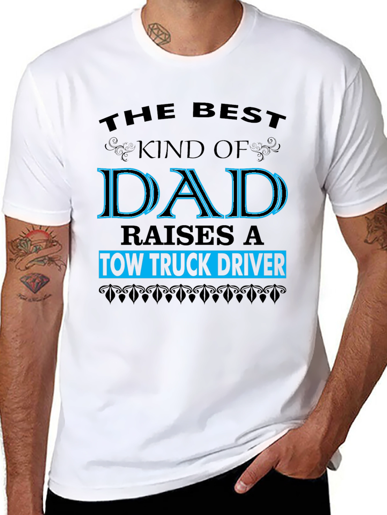 Tow Truck Driver Dad Graphic Tee - Black - 8