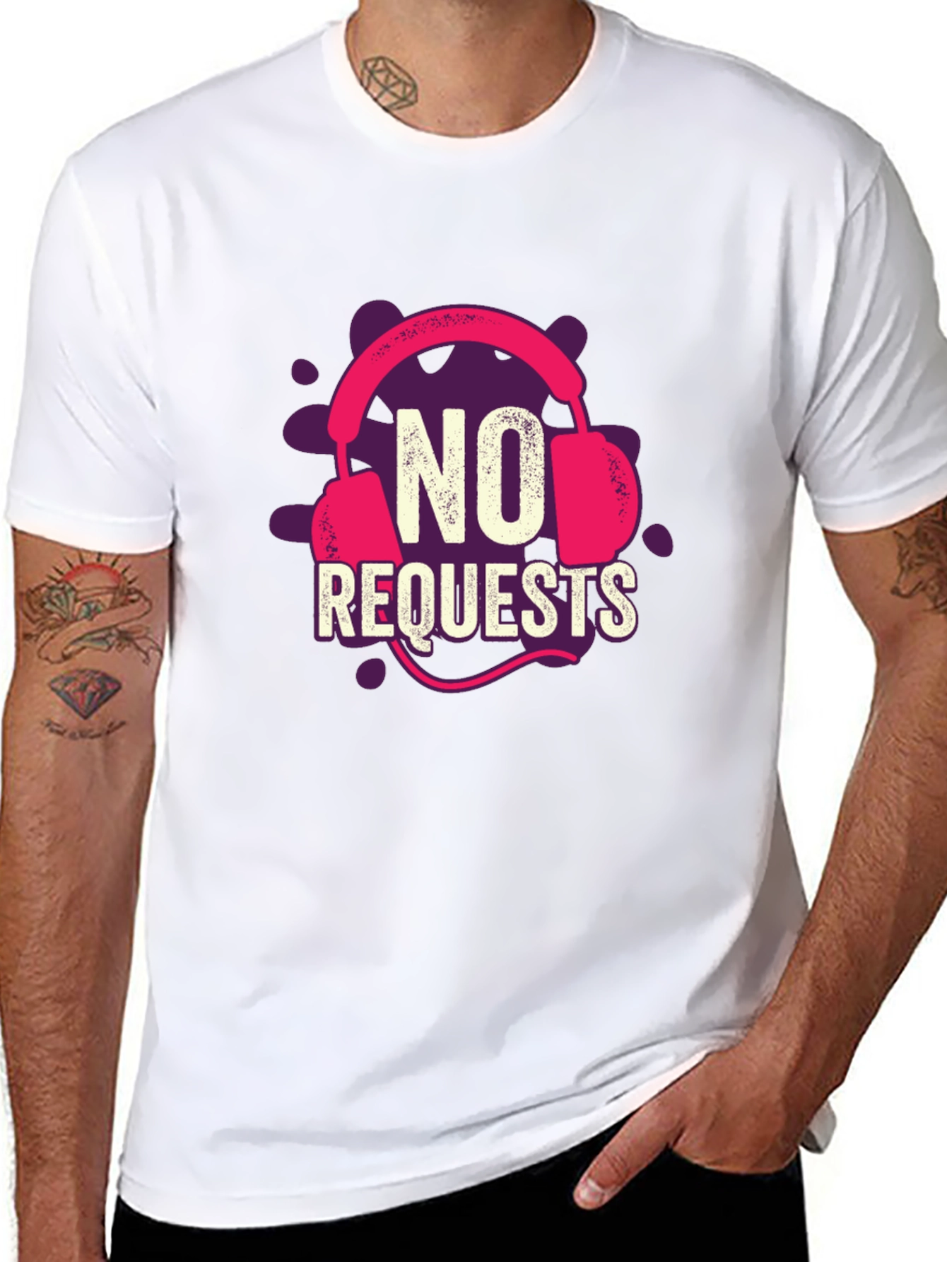 Black No Requests Headphone Graphic T-Shirt view 8