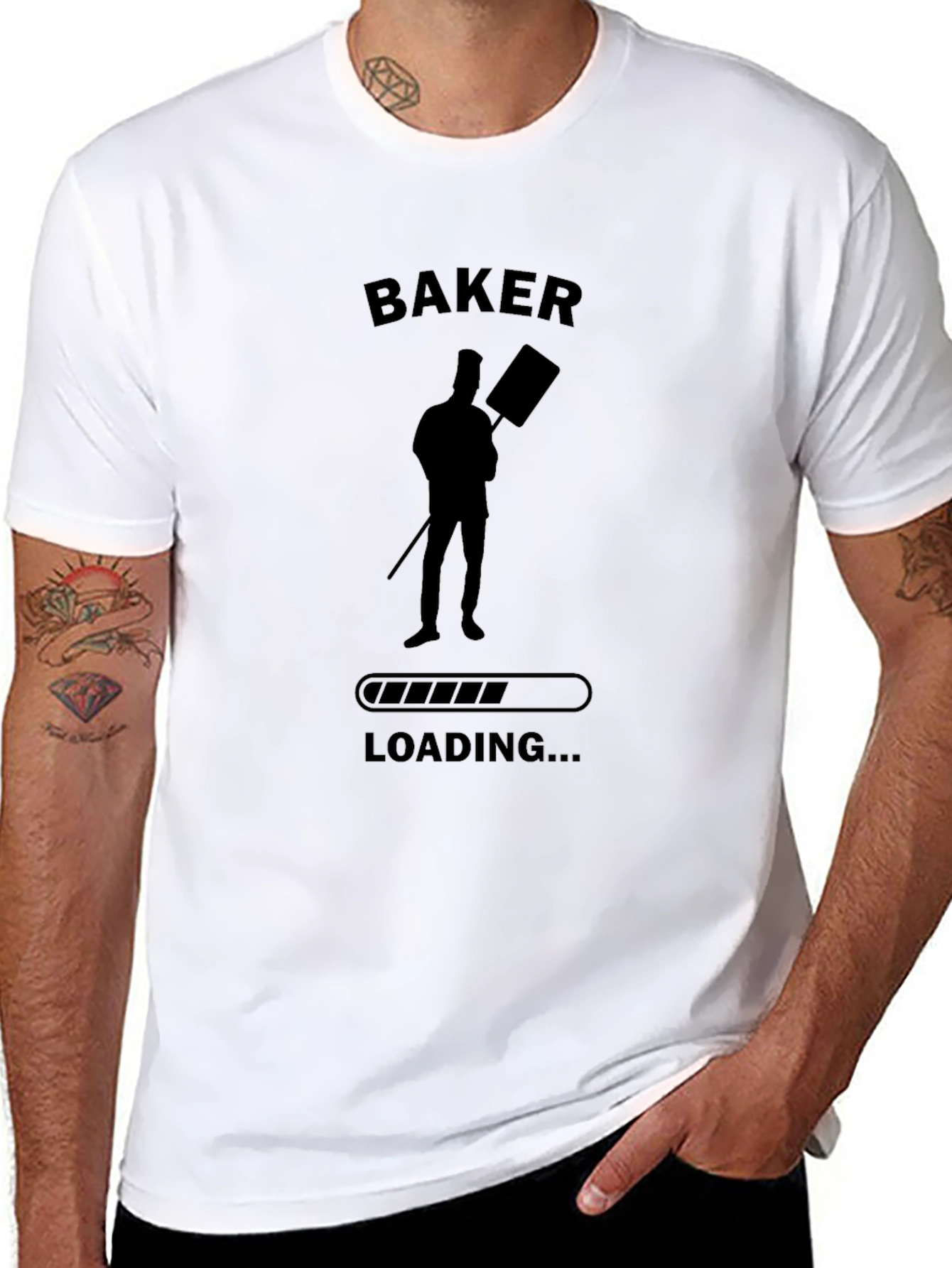 Black Baker Loading T-Shirt - Funny Baking Tee view 8