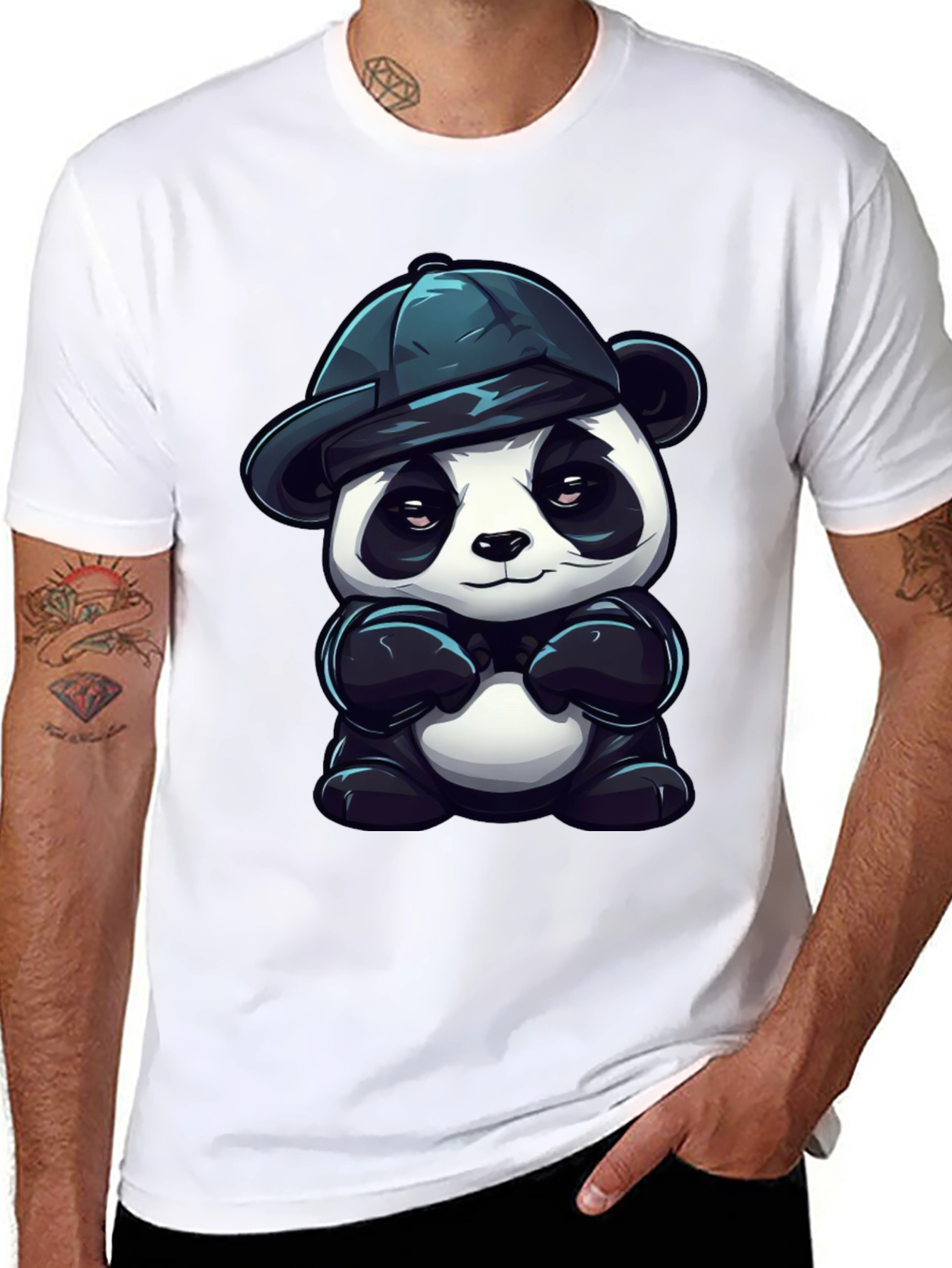 Black Cool Panda Graphic Tee - Unisex Black T-Shirt view 8