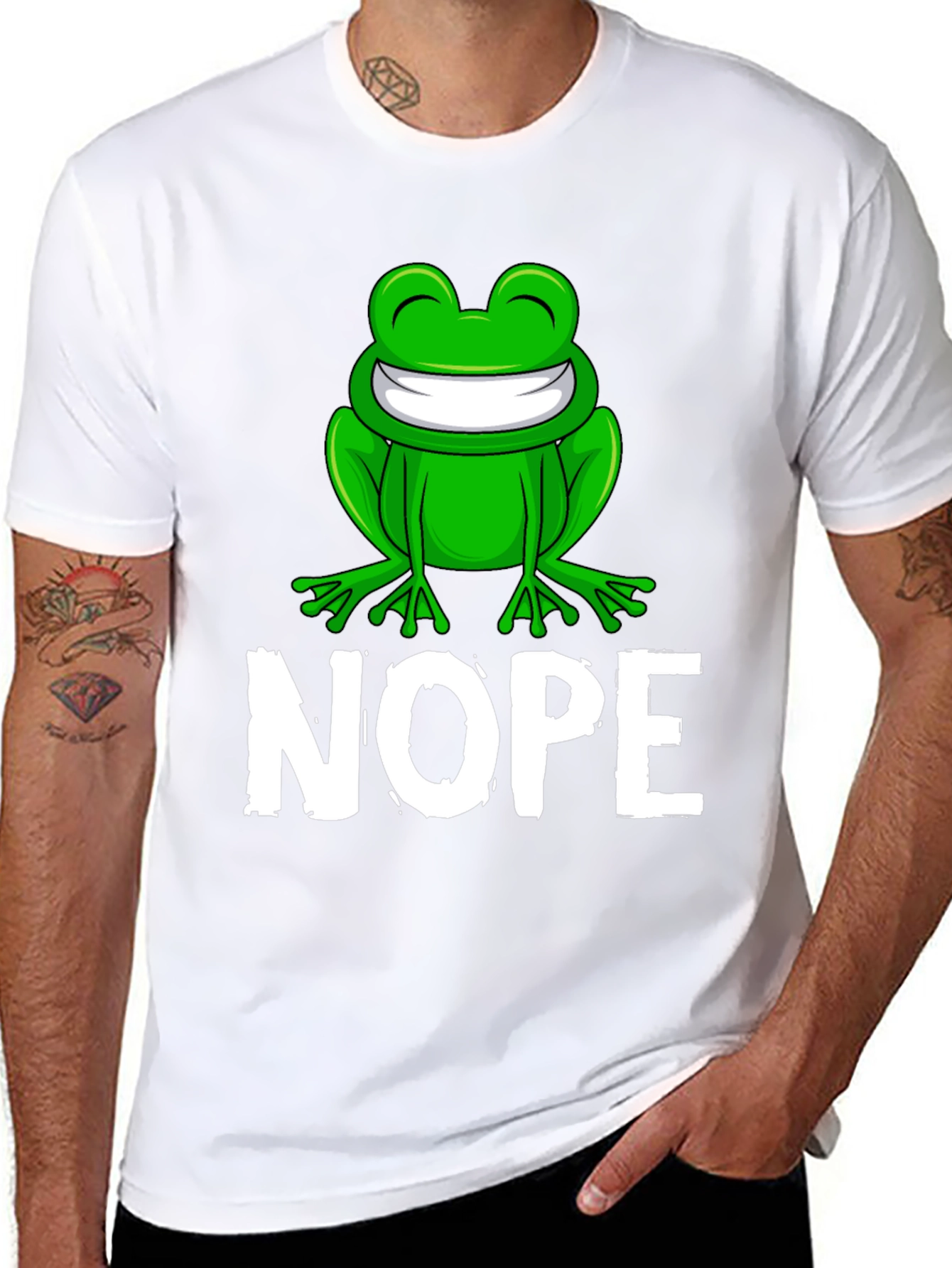 Black Nope Frog Graphic Tee - Funny Sarcastic T-Shirt view 8