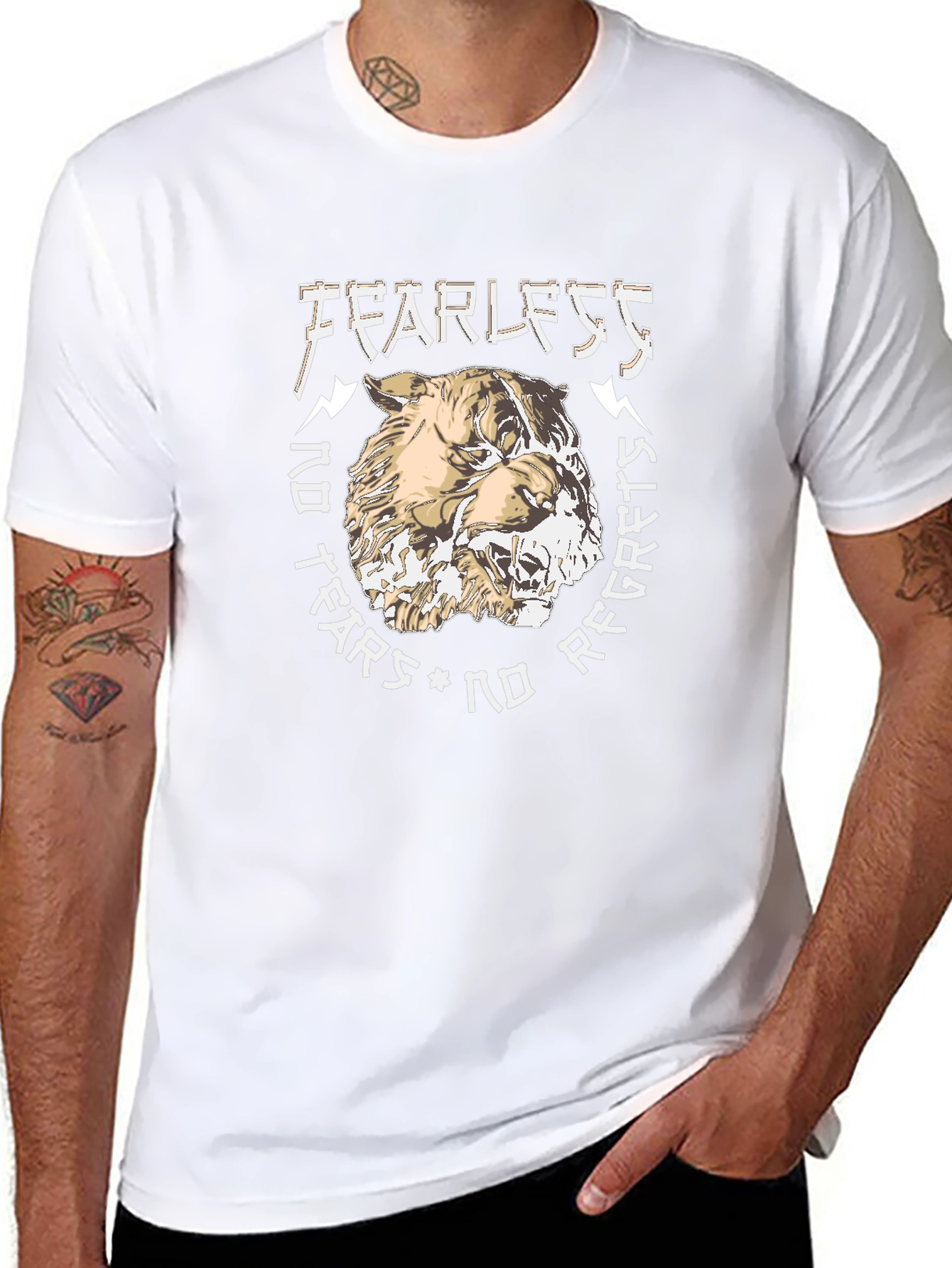 Black Fearless Graphic Print T-Shirt - Black view 8