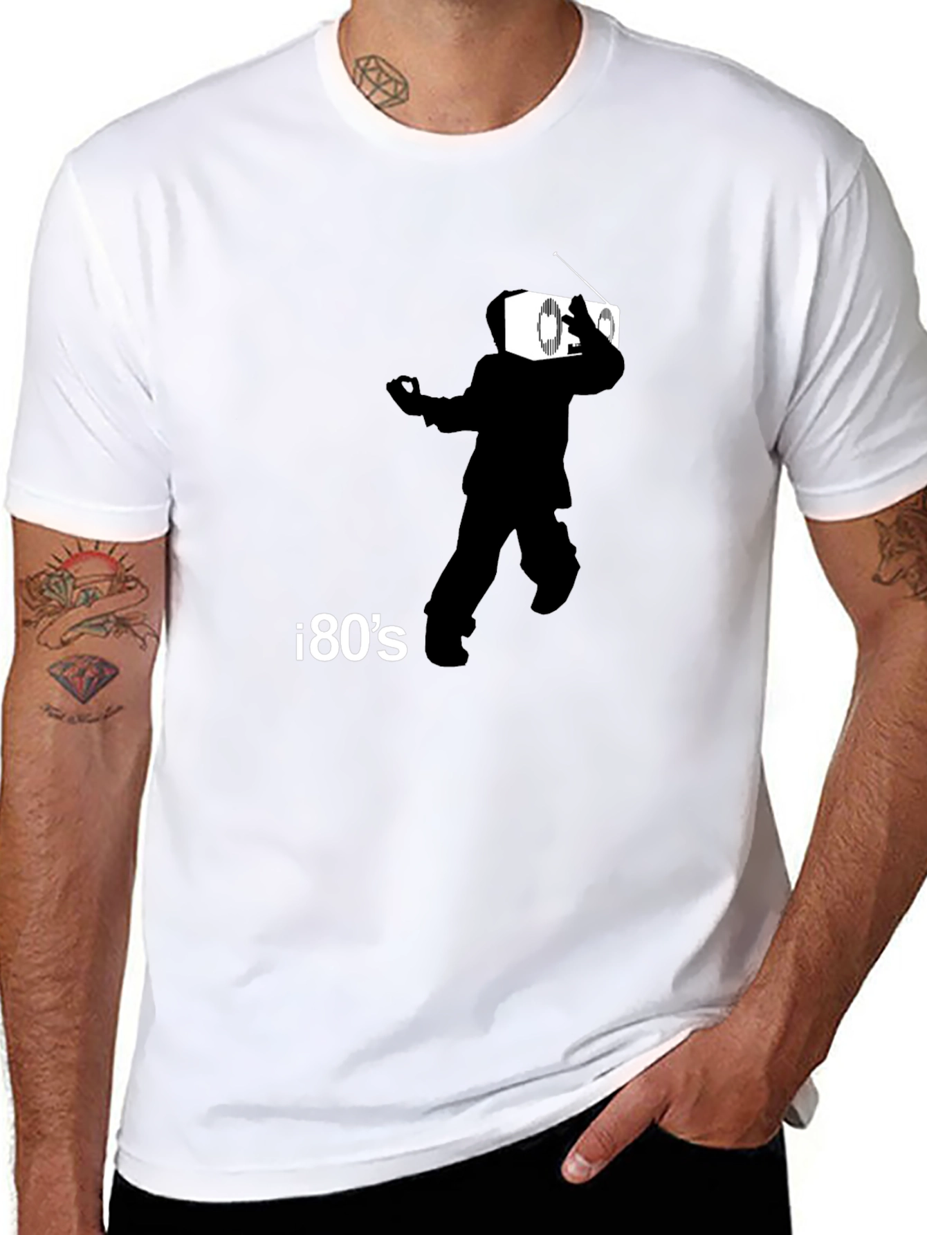 Black Retro 80's Radio Head Graphic Tee - Black view 8