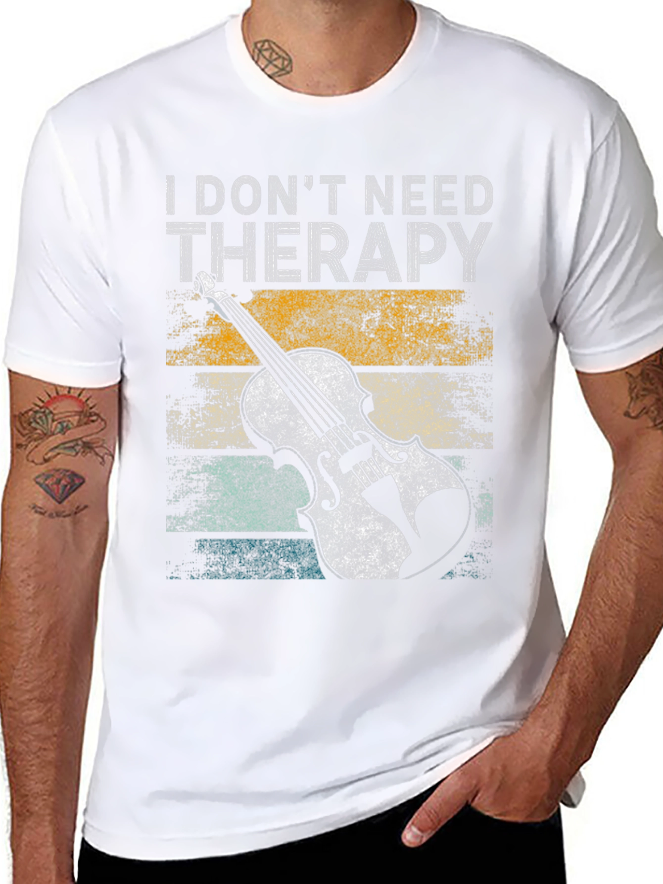 Black I Don't Need Therapy Violin T-Shirt view 8