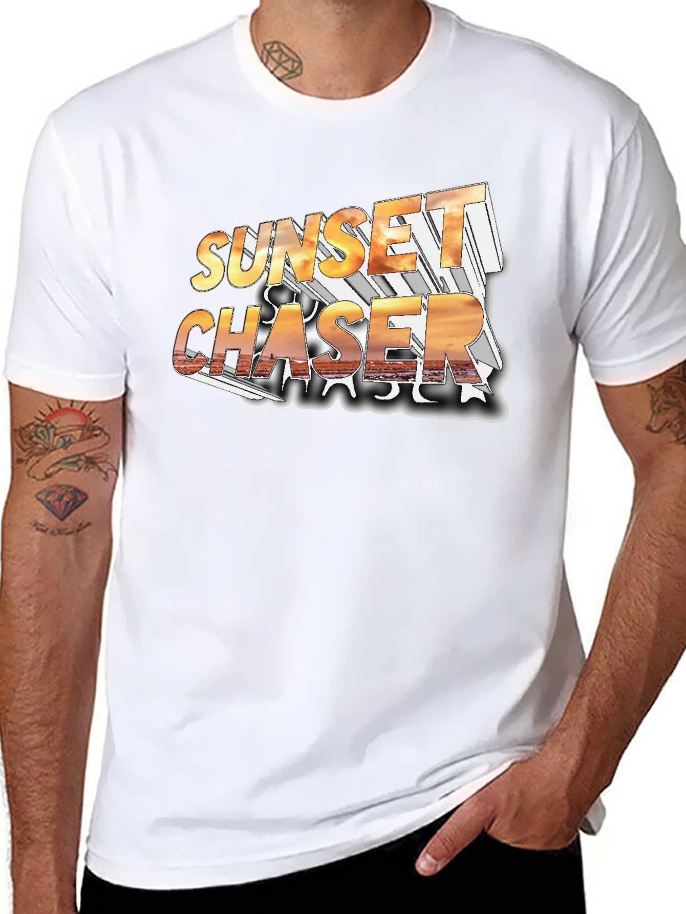 Black Sunset Chaser Black Graphic Tee view 8