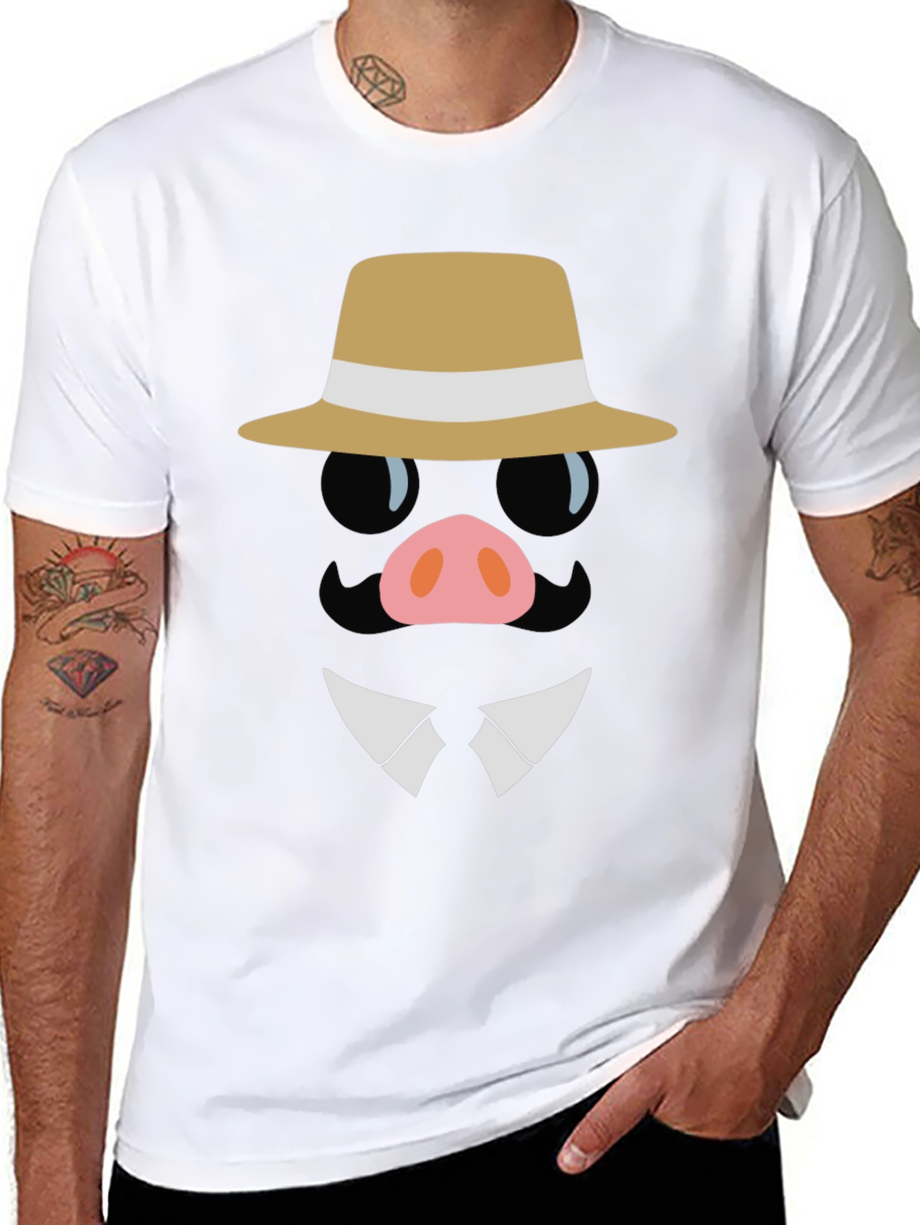 Black Funny Pig Mafia T-Shirt view 8