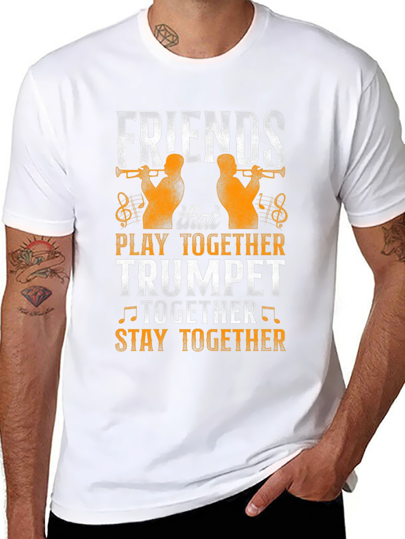 Black Friends Trumpet Player Graphic Tee view 8