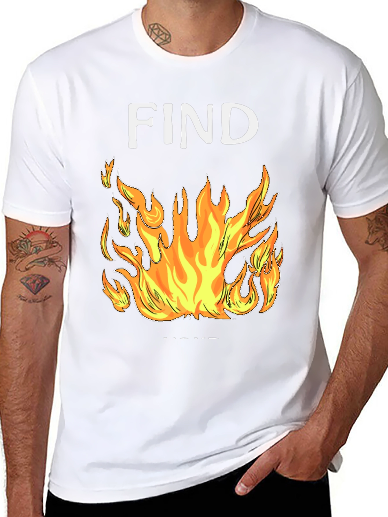 Black Find Your Fire Graphic Tee - Black Cotton Blend Shirt view 8