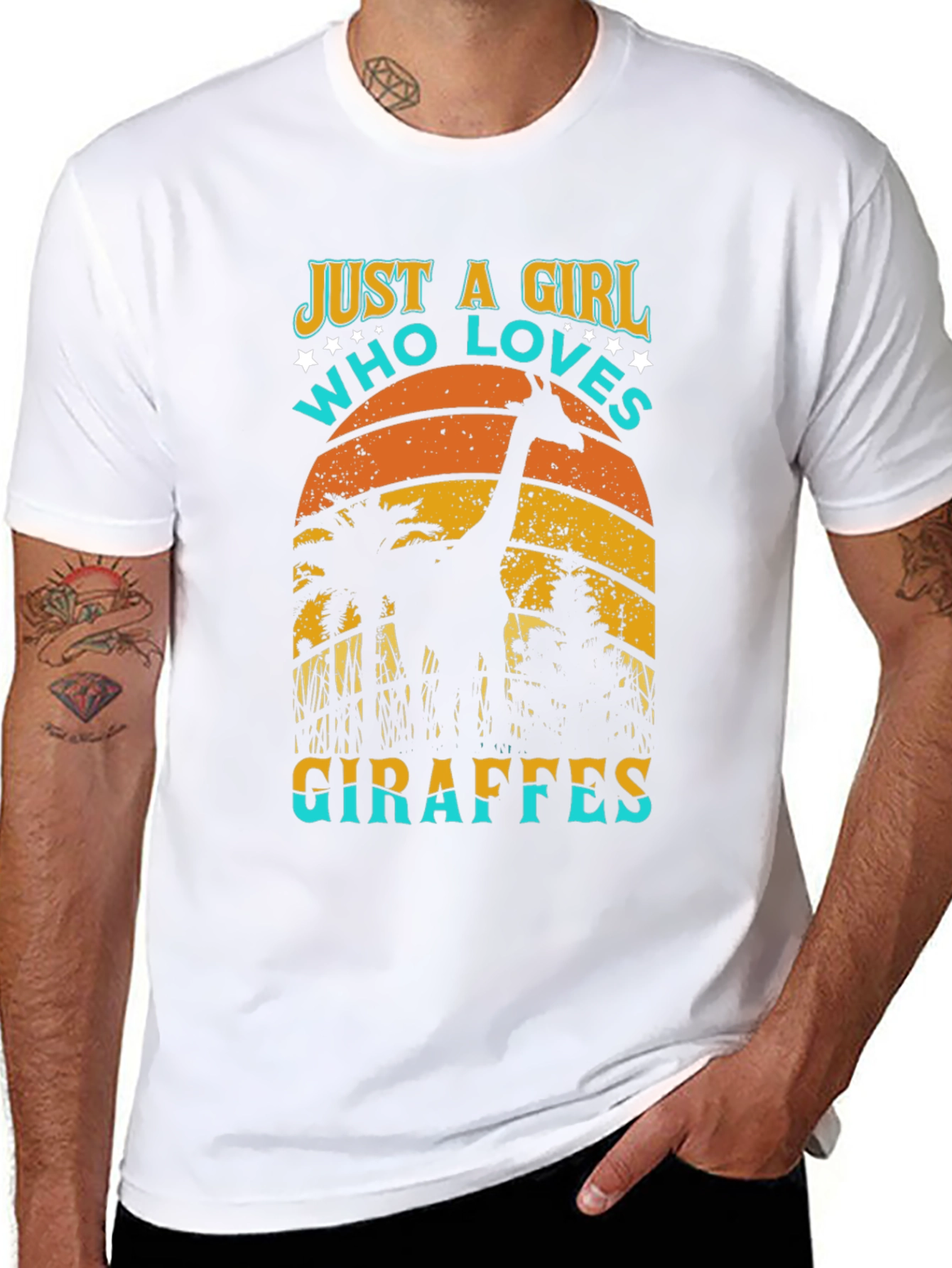 Black Just A Girl Who Loves Giraffes T-Shirt view 8
