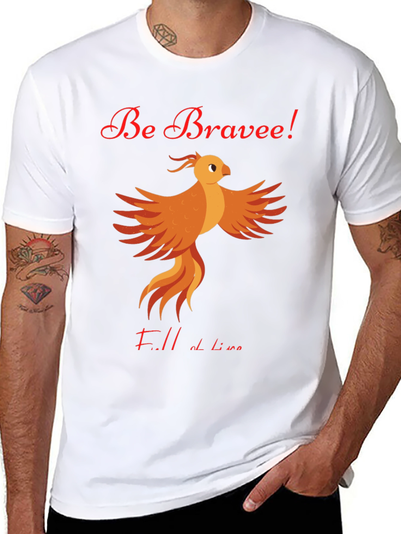 Black Be Brave Phoenix Graphic Tee - Motivational T-Shirt view 8