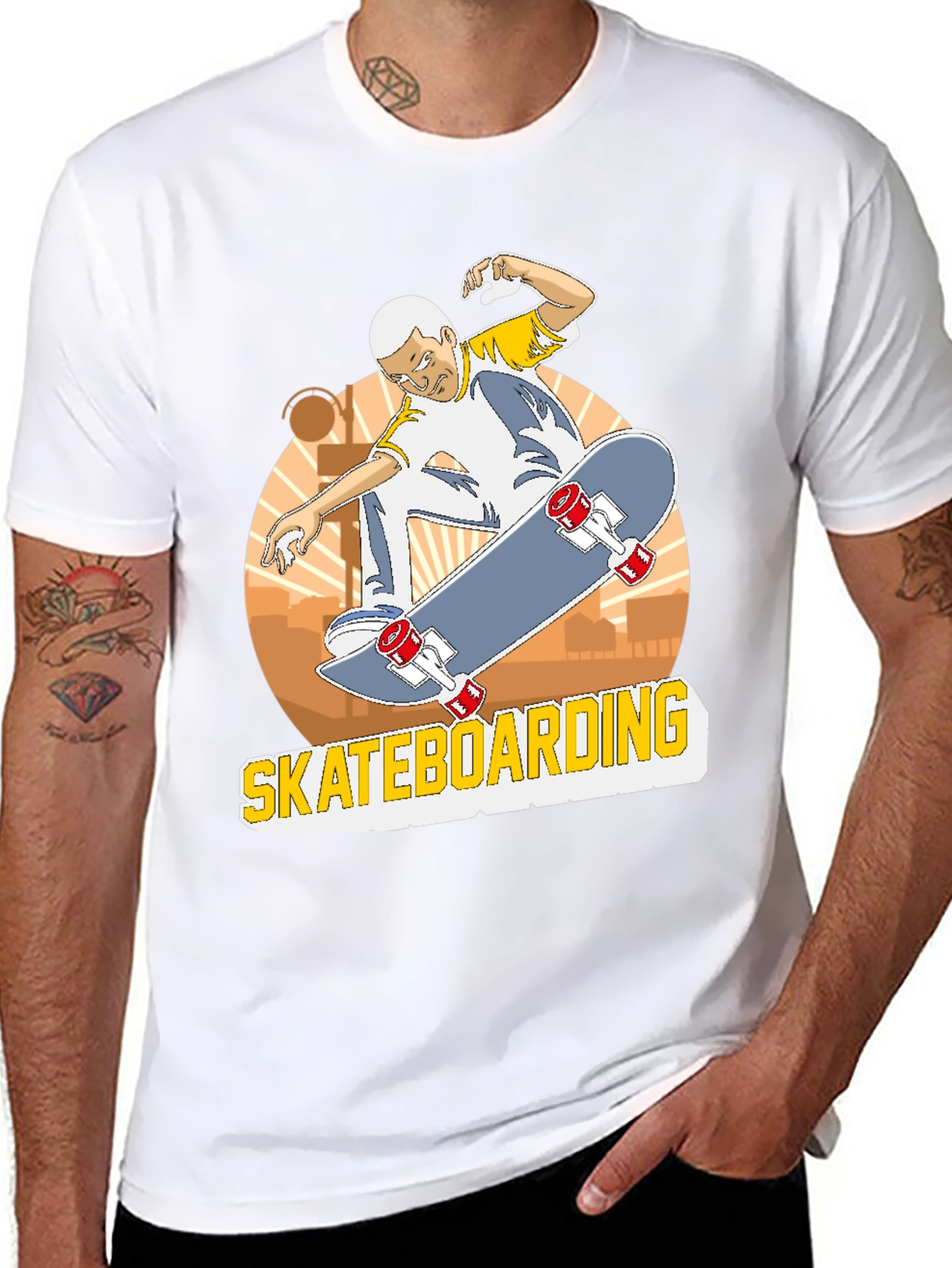 Black Skateboarding T-Shirt - Cool Graphic Tee view 8