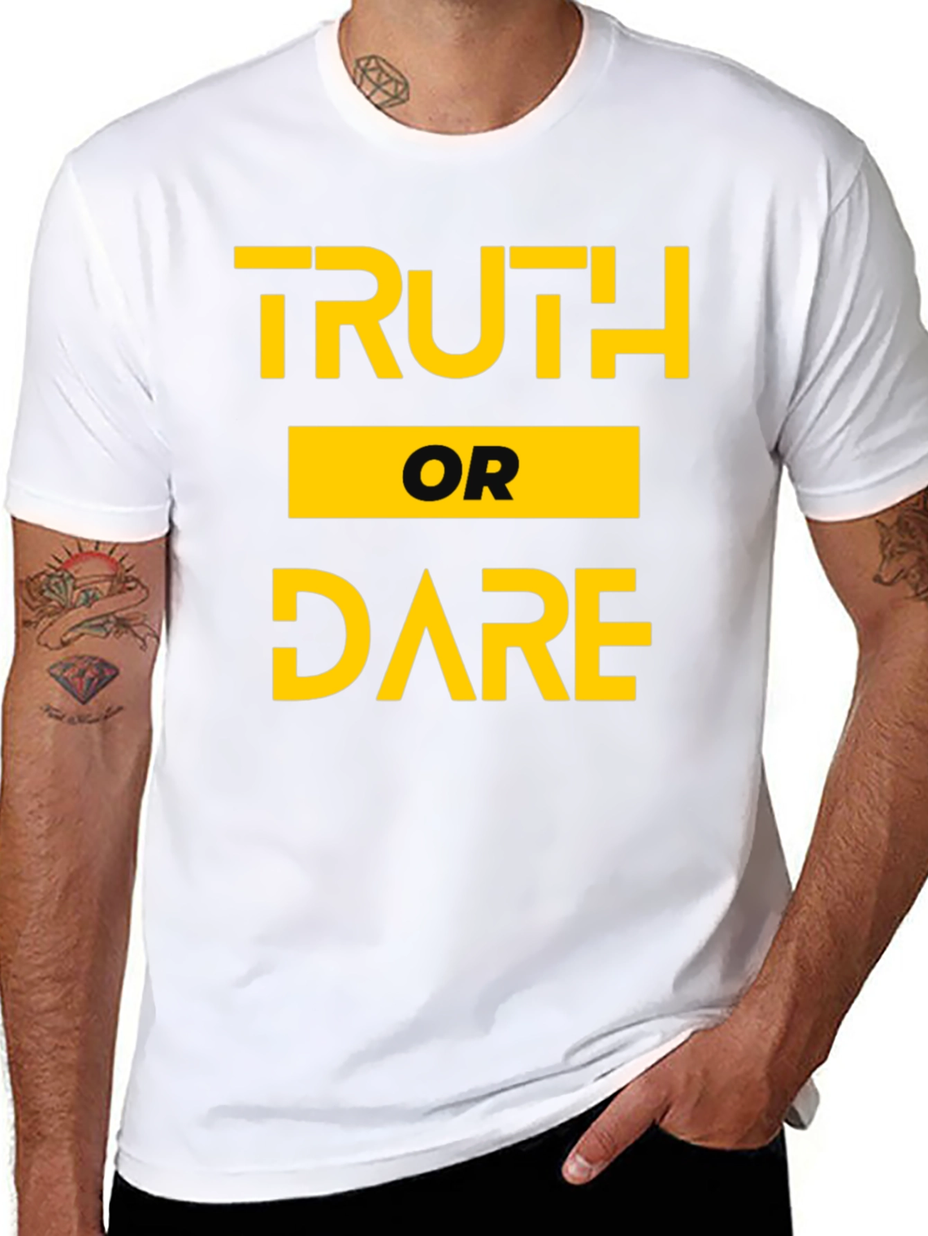 Black Truth or Dare Graphic Tee - Black Cotton T-Shirt view 8