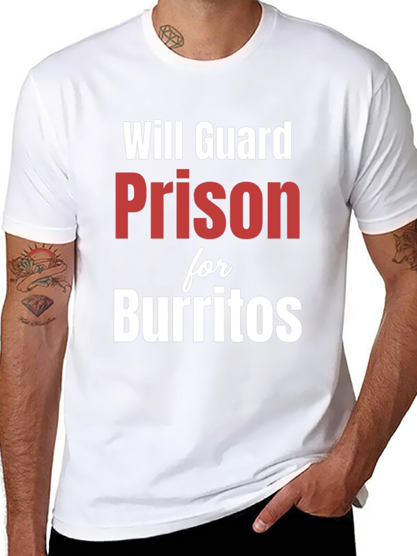 Black Will Guard Prison for Burritos - Funny T-Shirt view 8