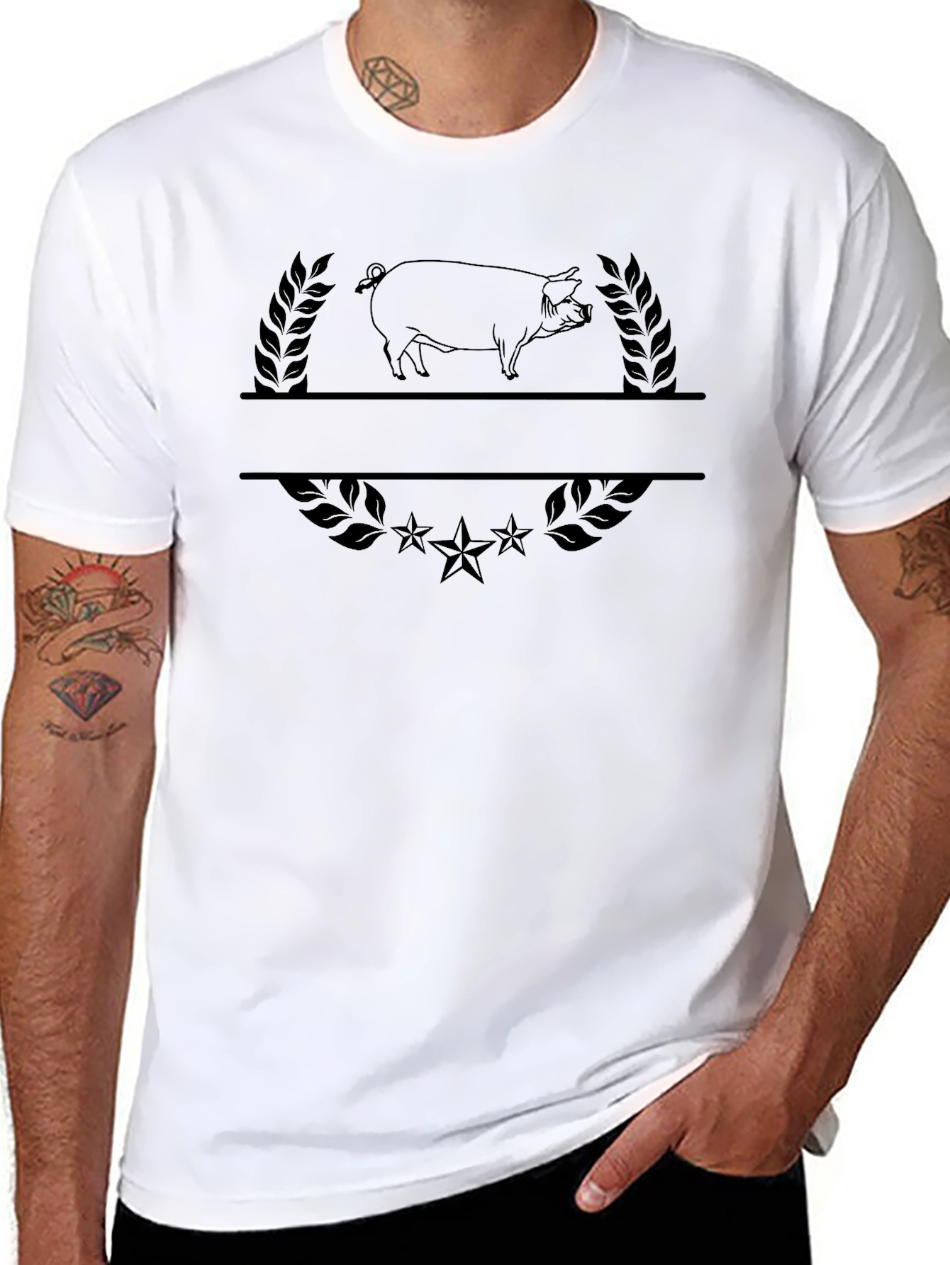 Black Pig Graphic Tee - Farm Animal T-Shirt view 8