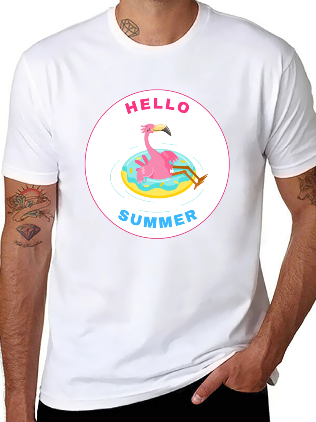 Black Hello Summer Flamingo Graphic Tee view 8