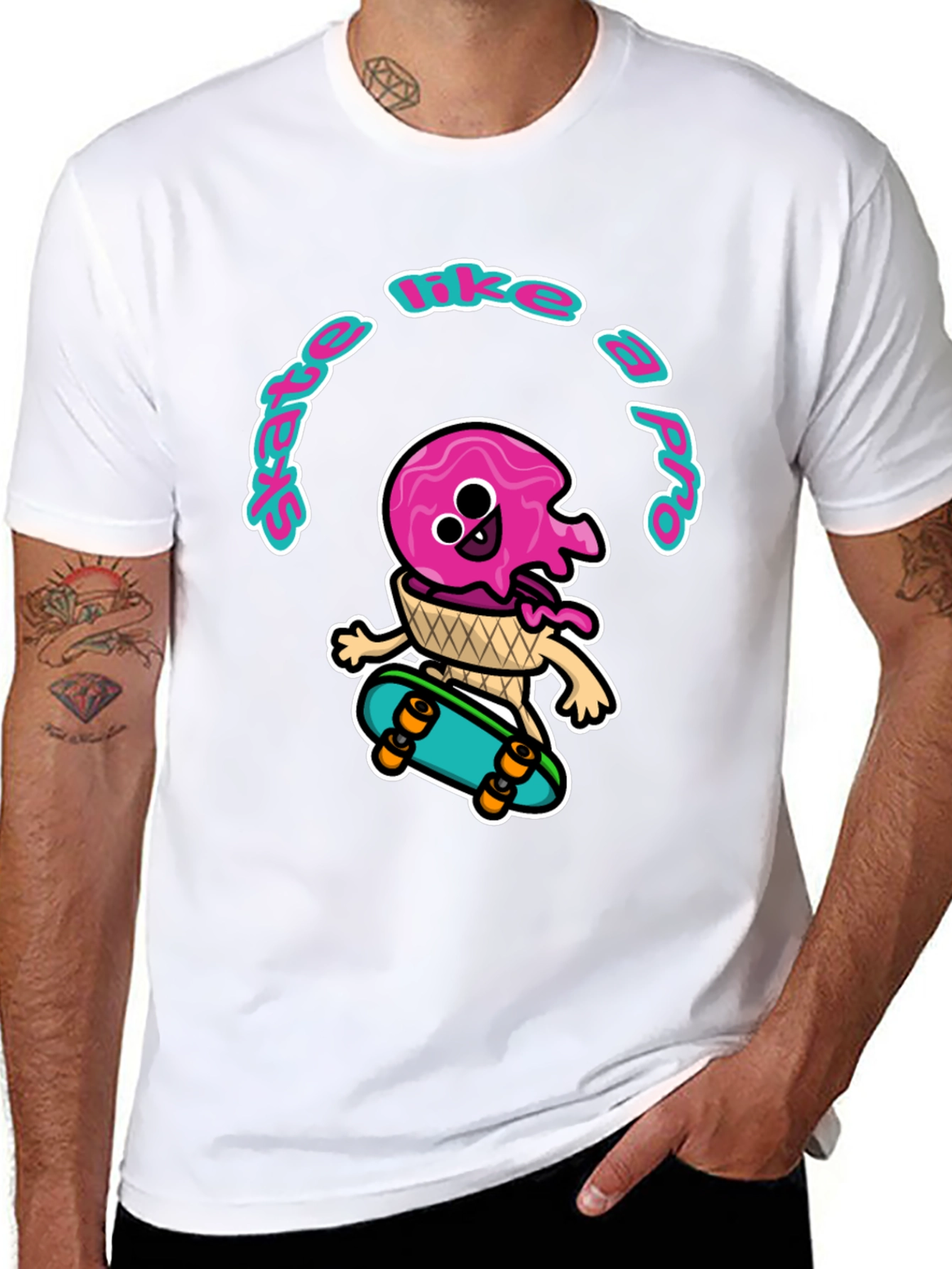 Black Skate Like a Pro Ice Cream T-Shirt view 8