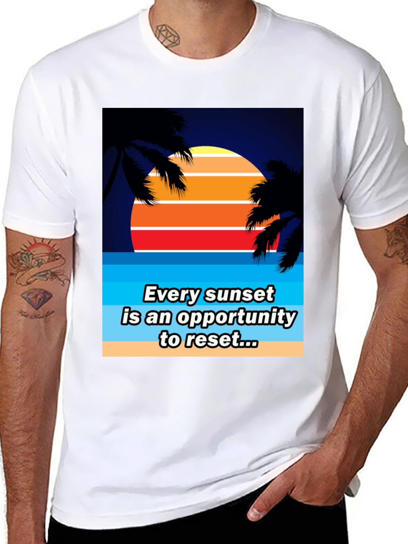 Black Sunset Reset Graphic Tee - Beach Vibes view 8