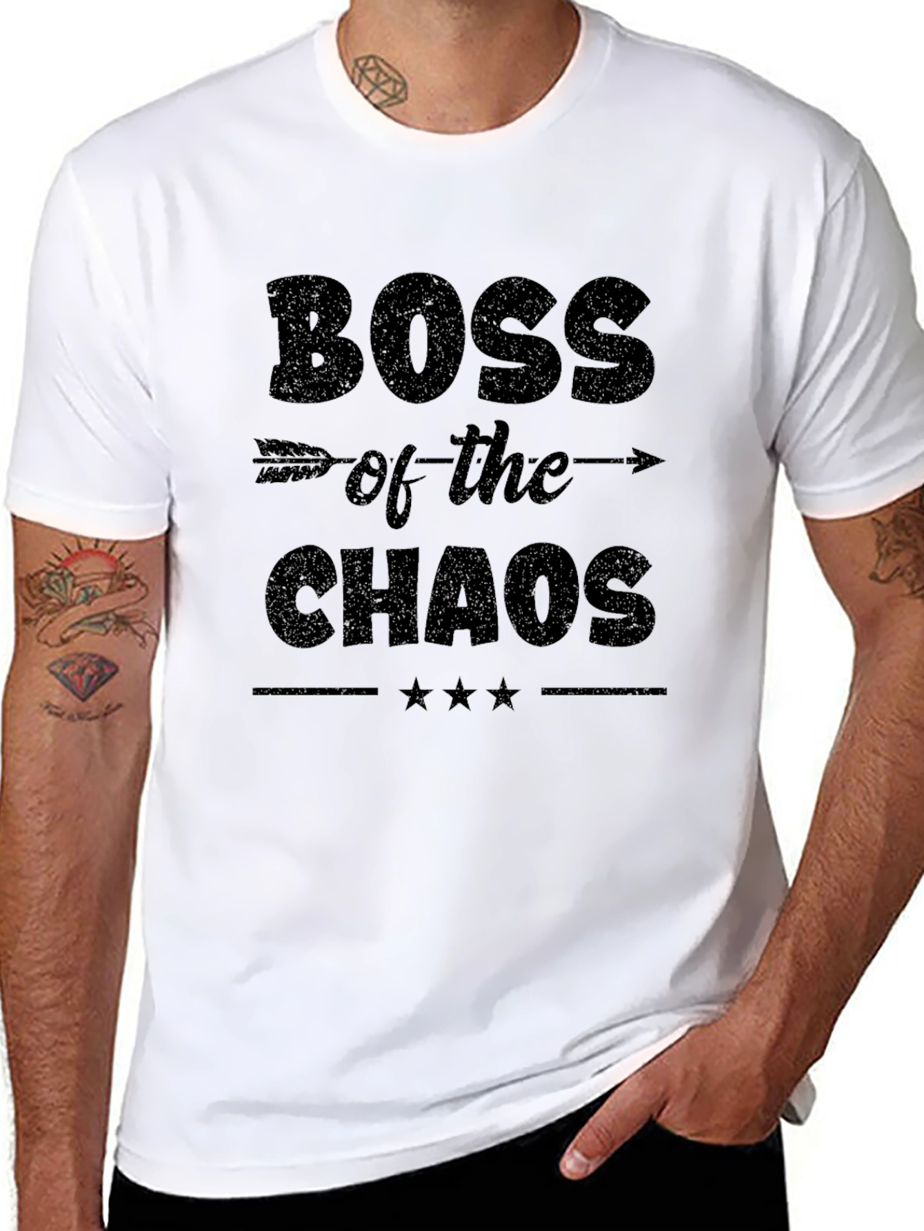 Black Boss of the Chaos Black Graphic T-Shirt view 8