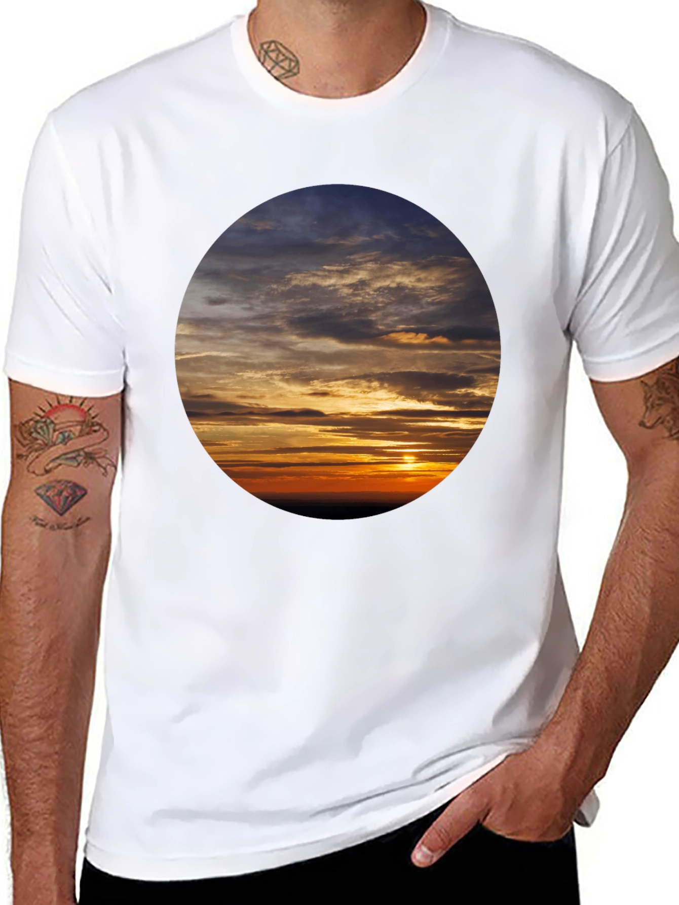 Black Sunset Sky Graphic Tee - Soft Cotton Casual Shirt view 8