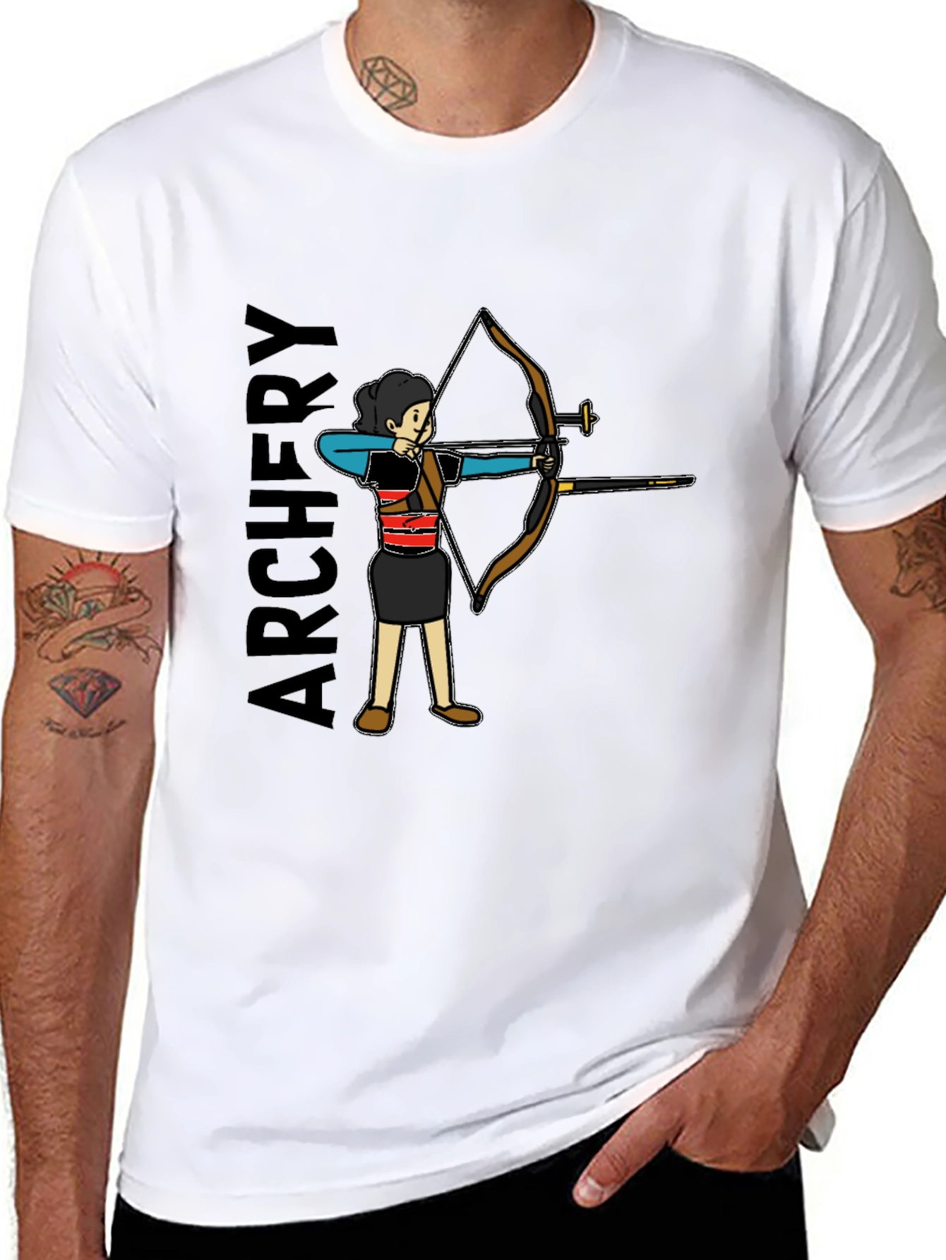 Black Archery T-Shirt - Black Cotton Tee for Archer view 8