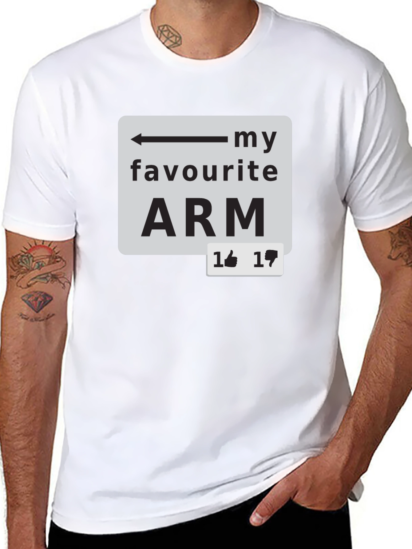 Black My Favourite Arm T-Shirt - Funny Sarcastic Tee view 8