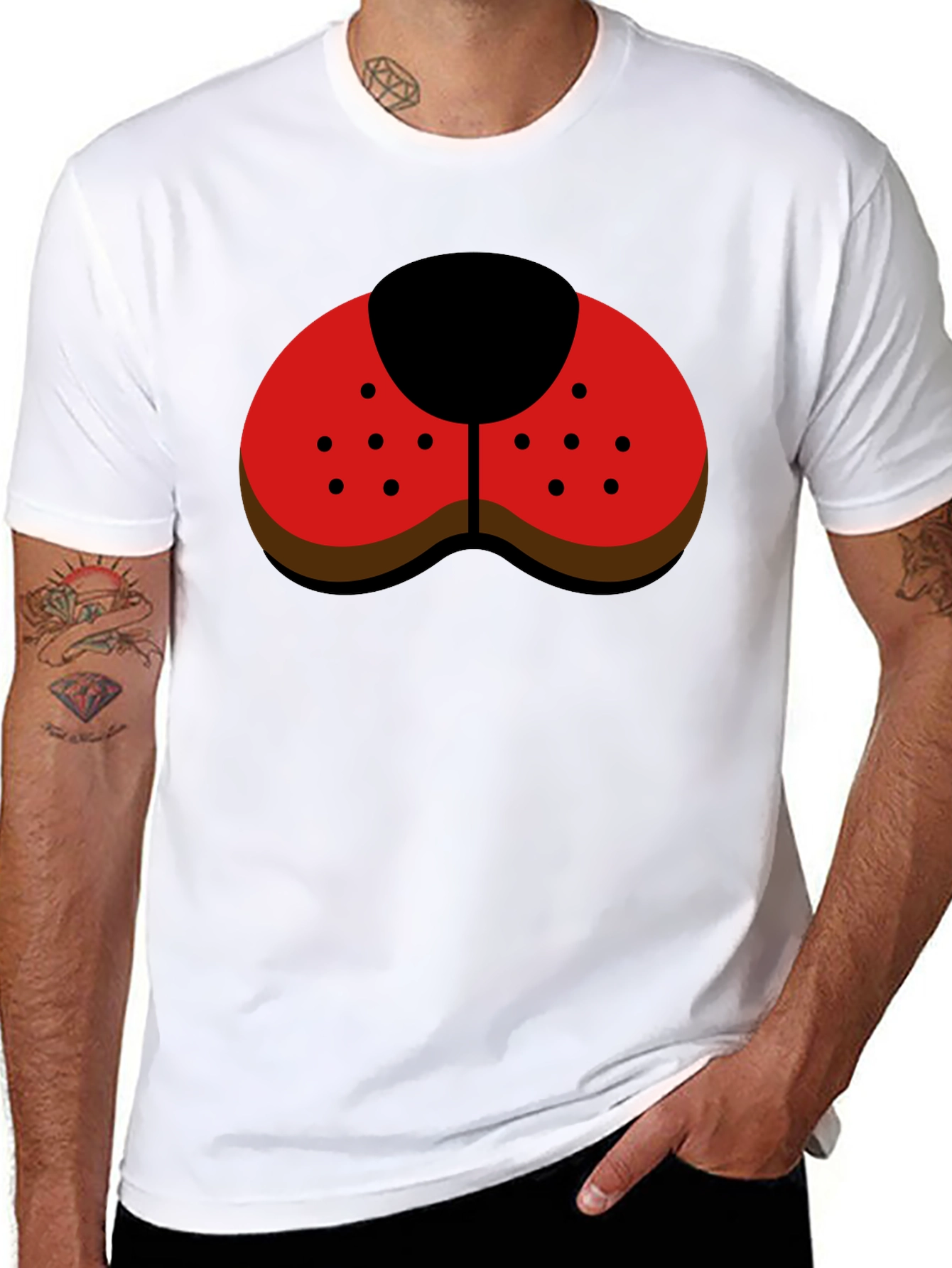 Black Ladybug Nose Graphic Tee - Black Casual Shirt view 8