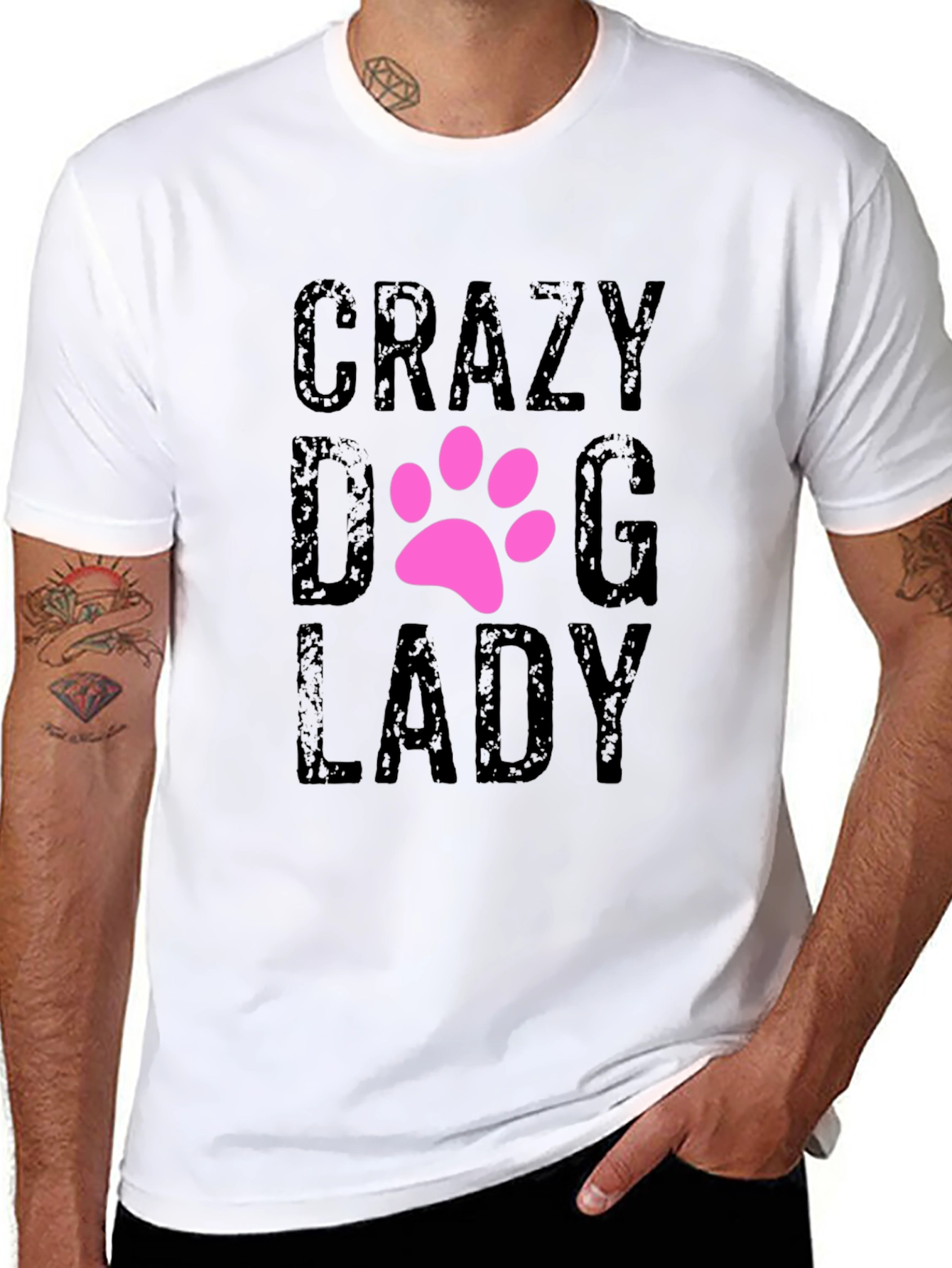 Black Crazy Dog Lady T-Shirt - Cute Pet Lover Tee view 8