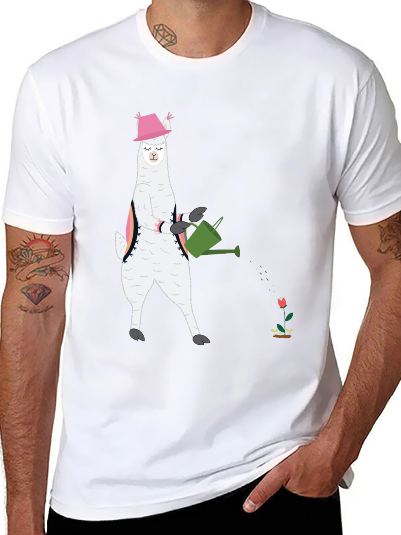 Black Llama Gardening T-Shirt - Cute Animal Tee view 8