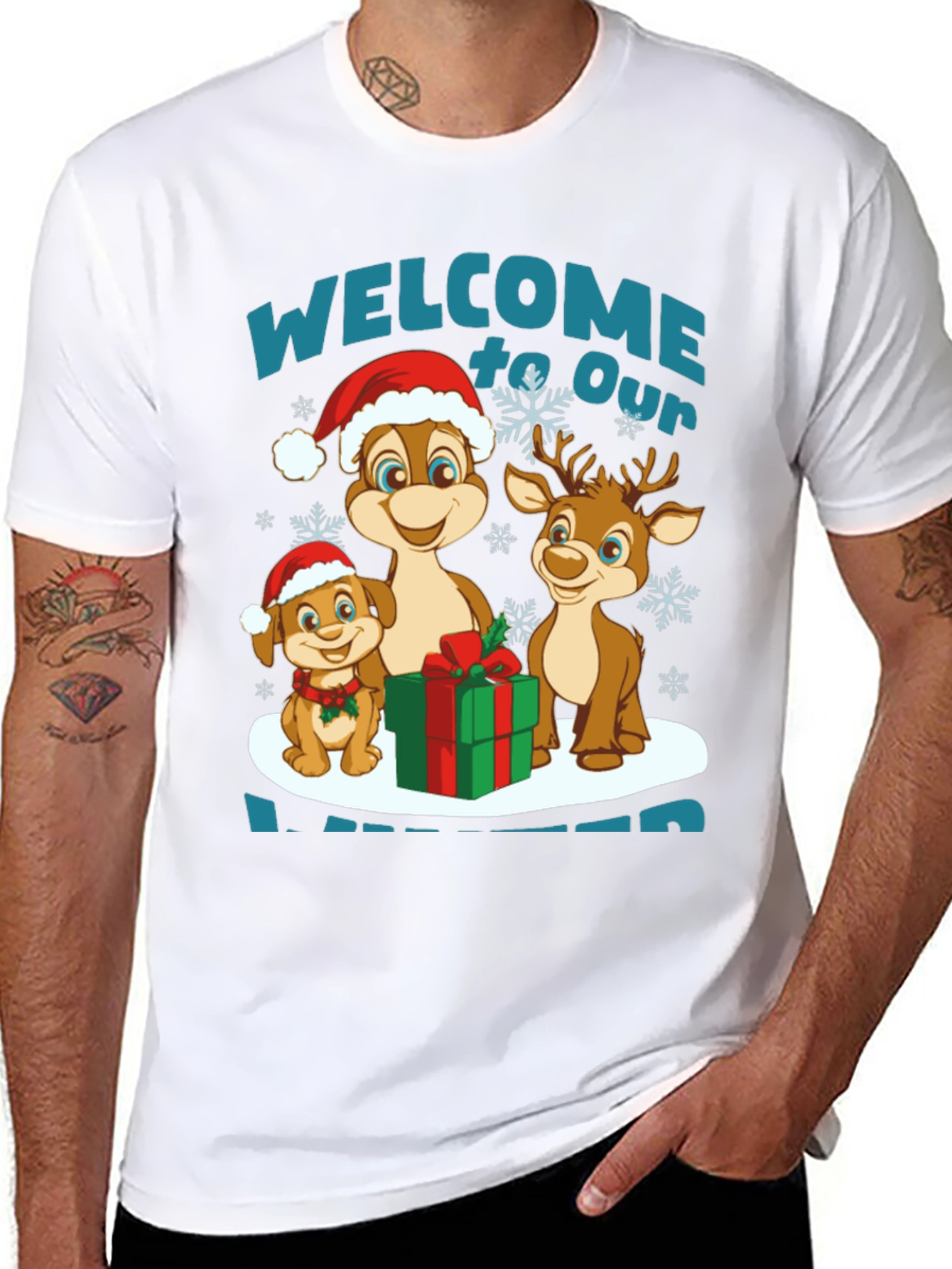 Black Festive Christmas Character T-Shirt view 8