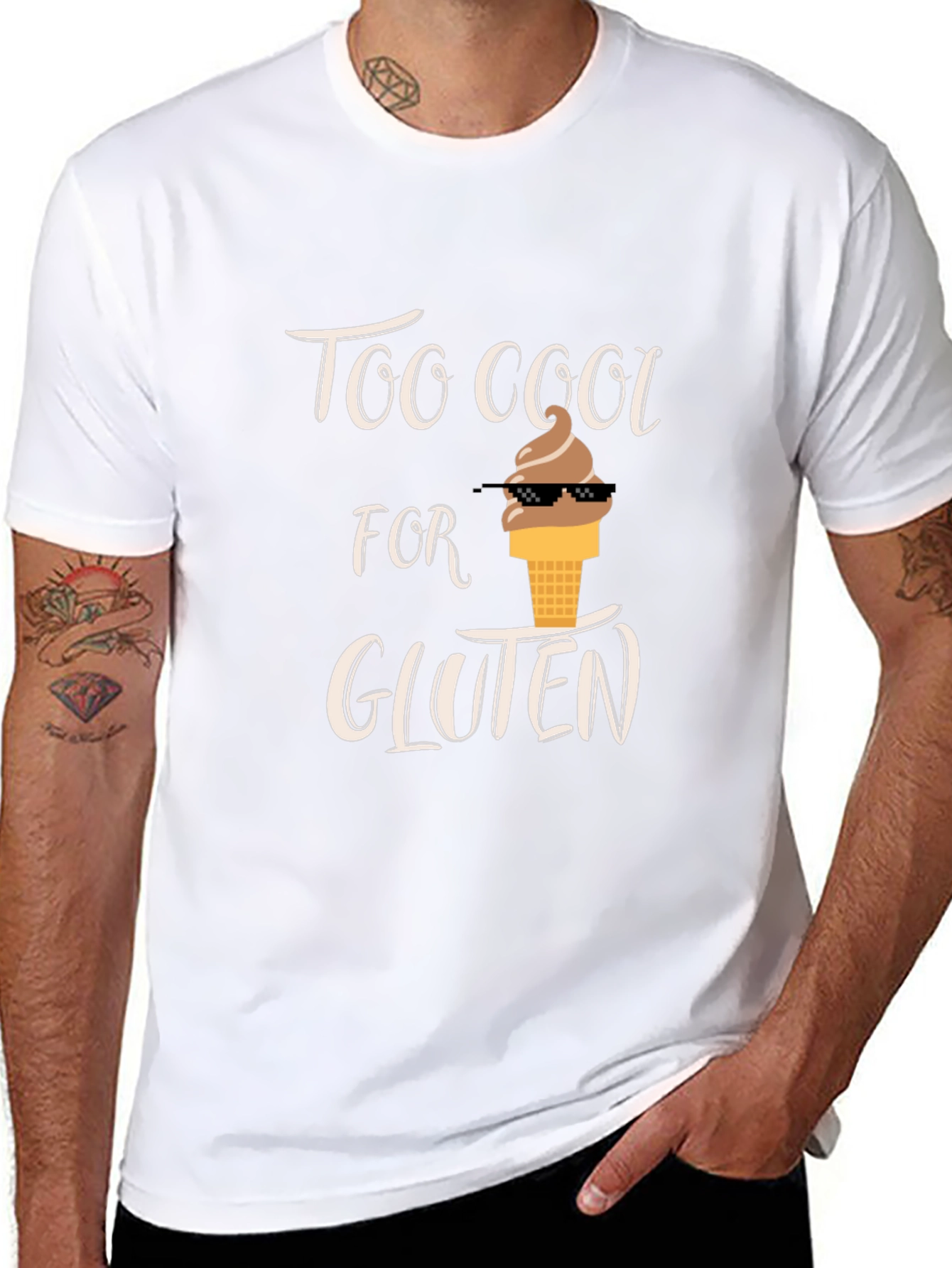 Black Too Cool For Gluten Black T-Shirt view 8