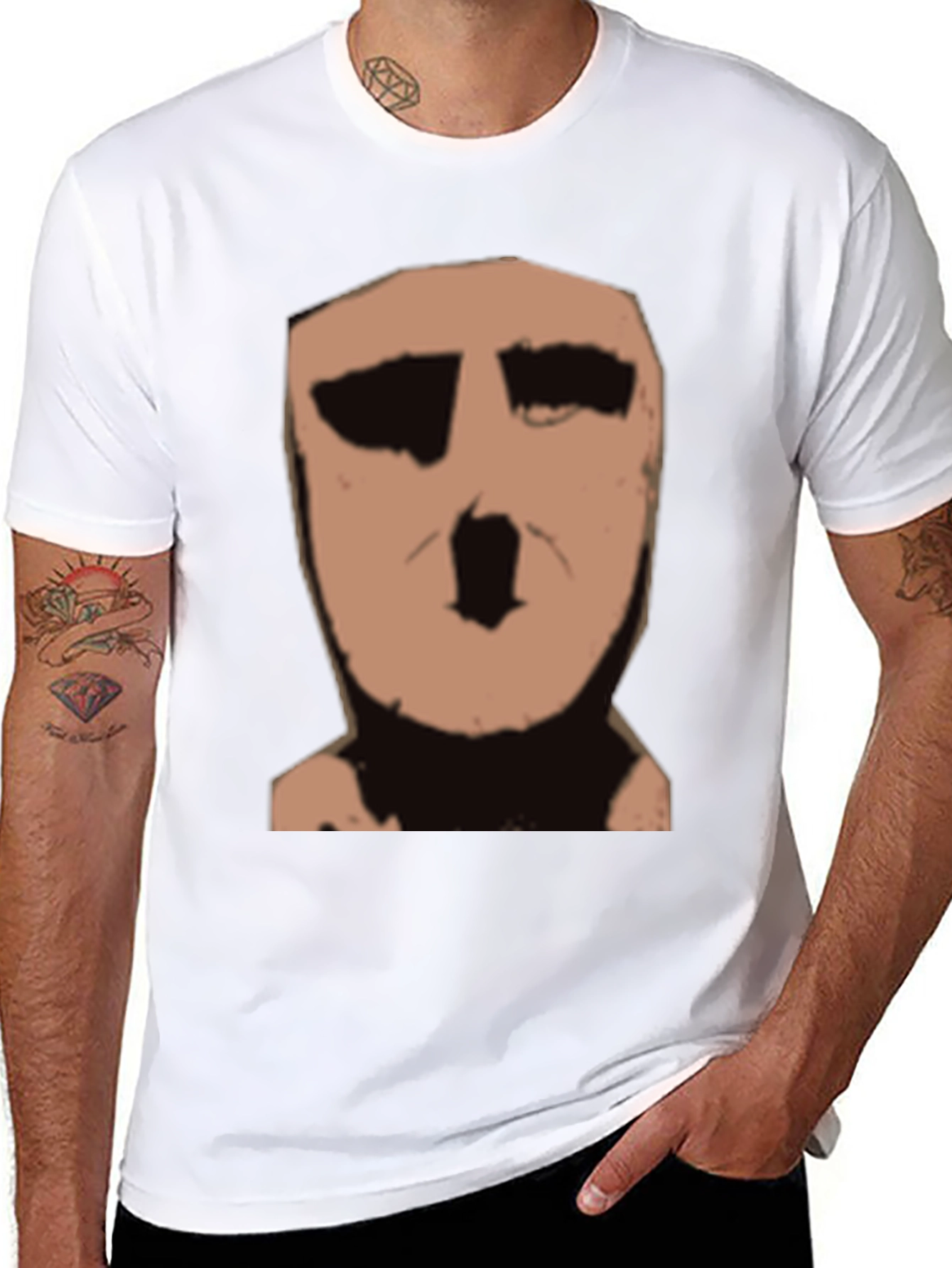 Black Abstract Face Graphic Black T-Shirt view 8