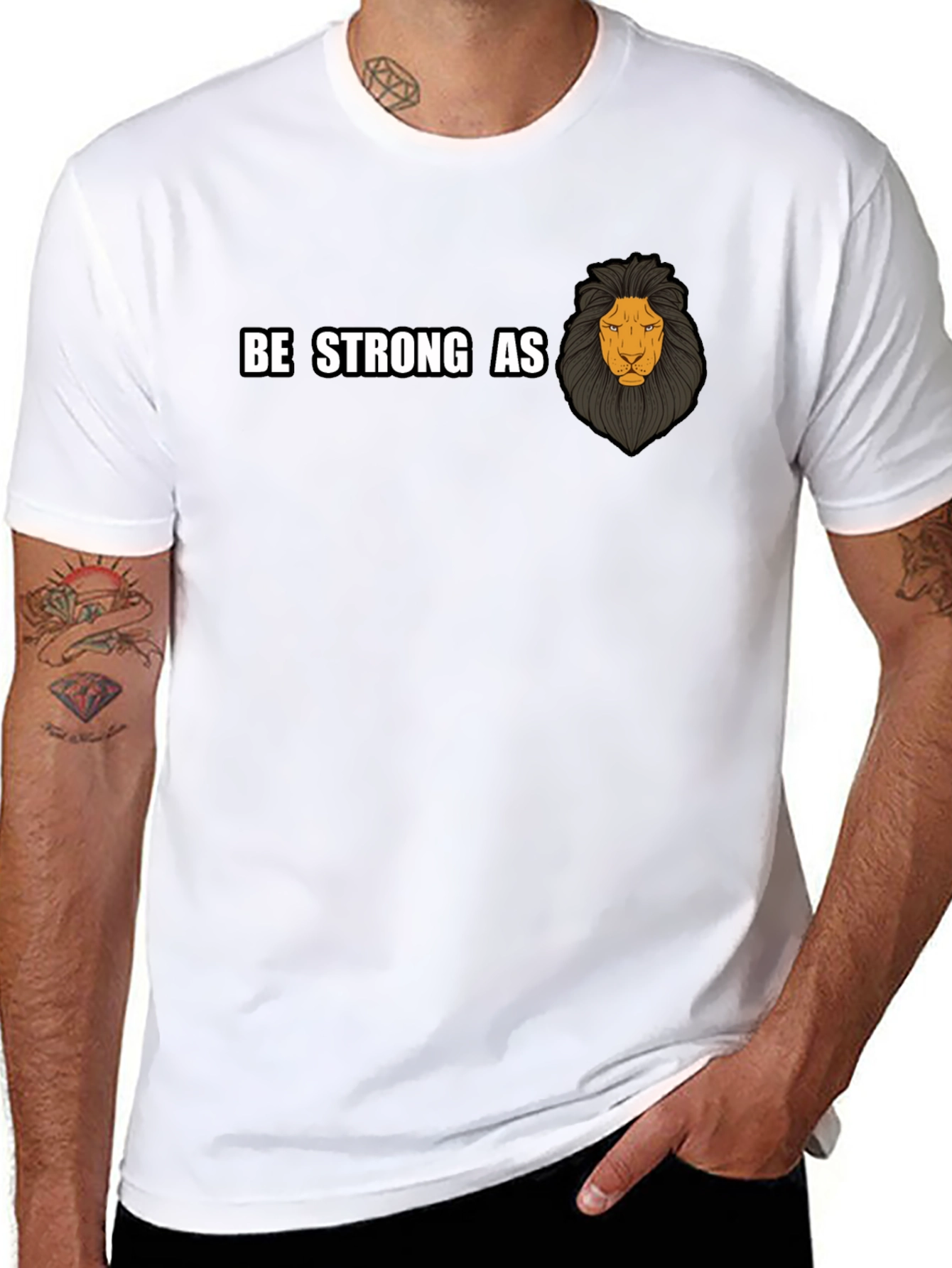 Black Be Strong As Lion Graphic T-Shirt view 8