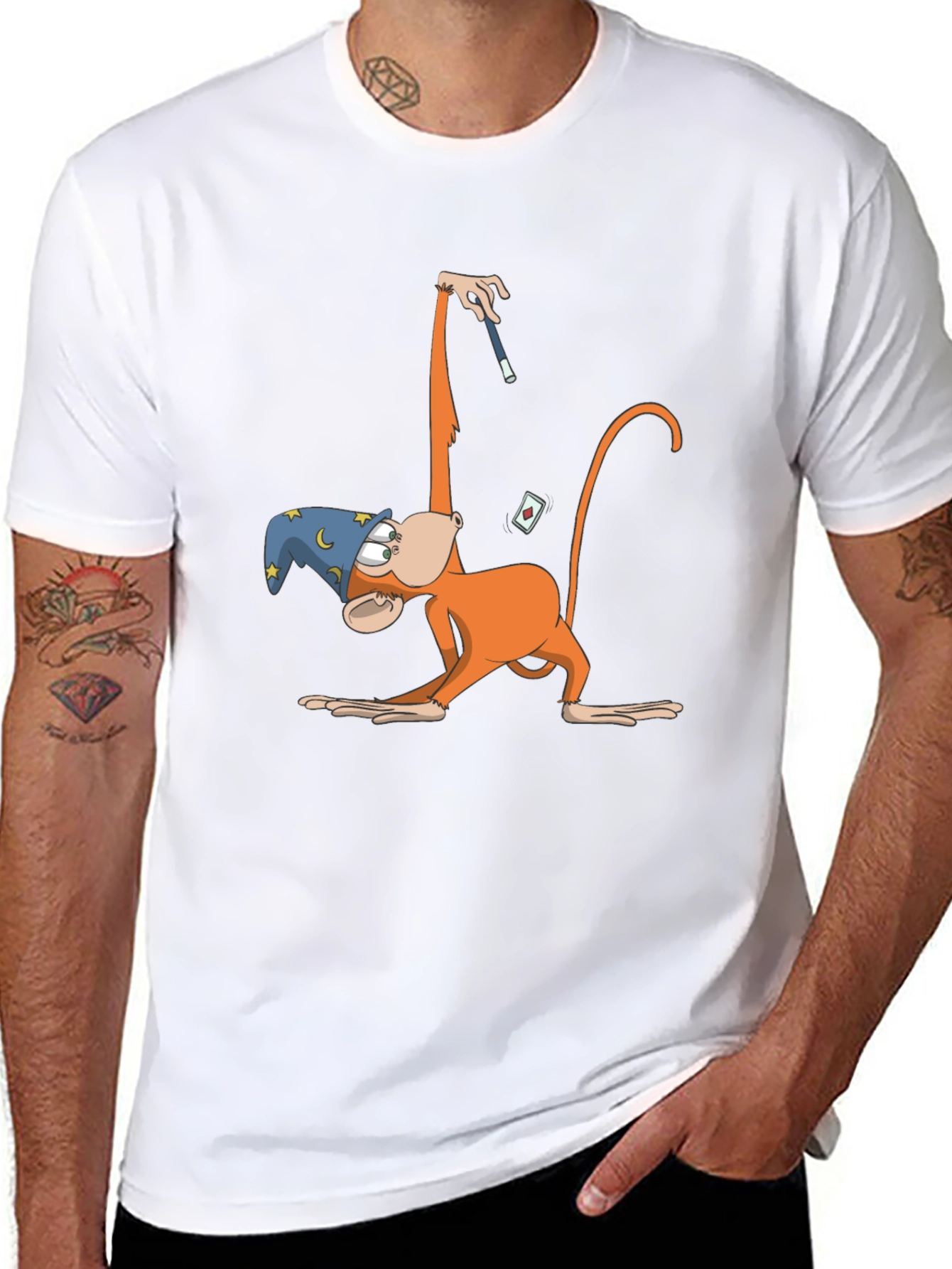 Black Monkey Magician T-Shirt - Funny Cartoon Design view 8