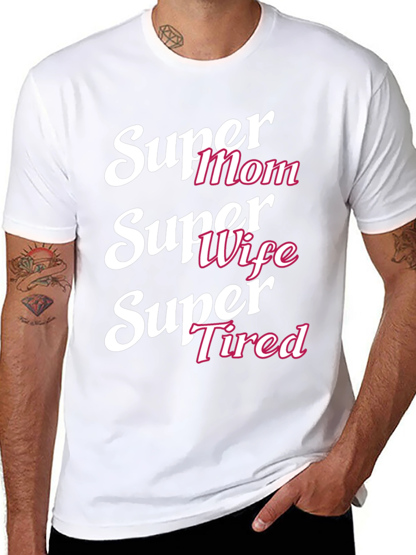 Black Super Mom Wife Tired Graphic T-Shirt view 8