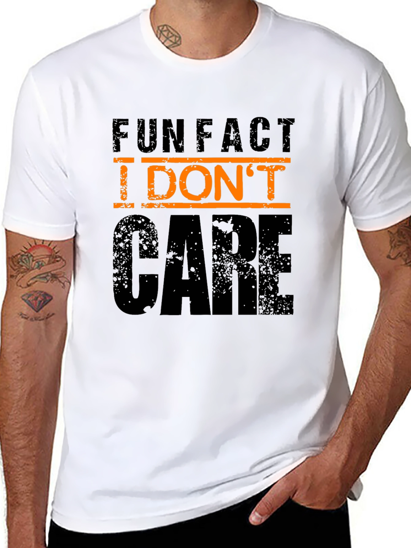Black Fun Fact I Don't Care Graphic Tee - Black Casual T-Shirt view 8
