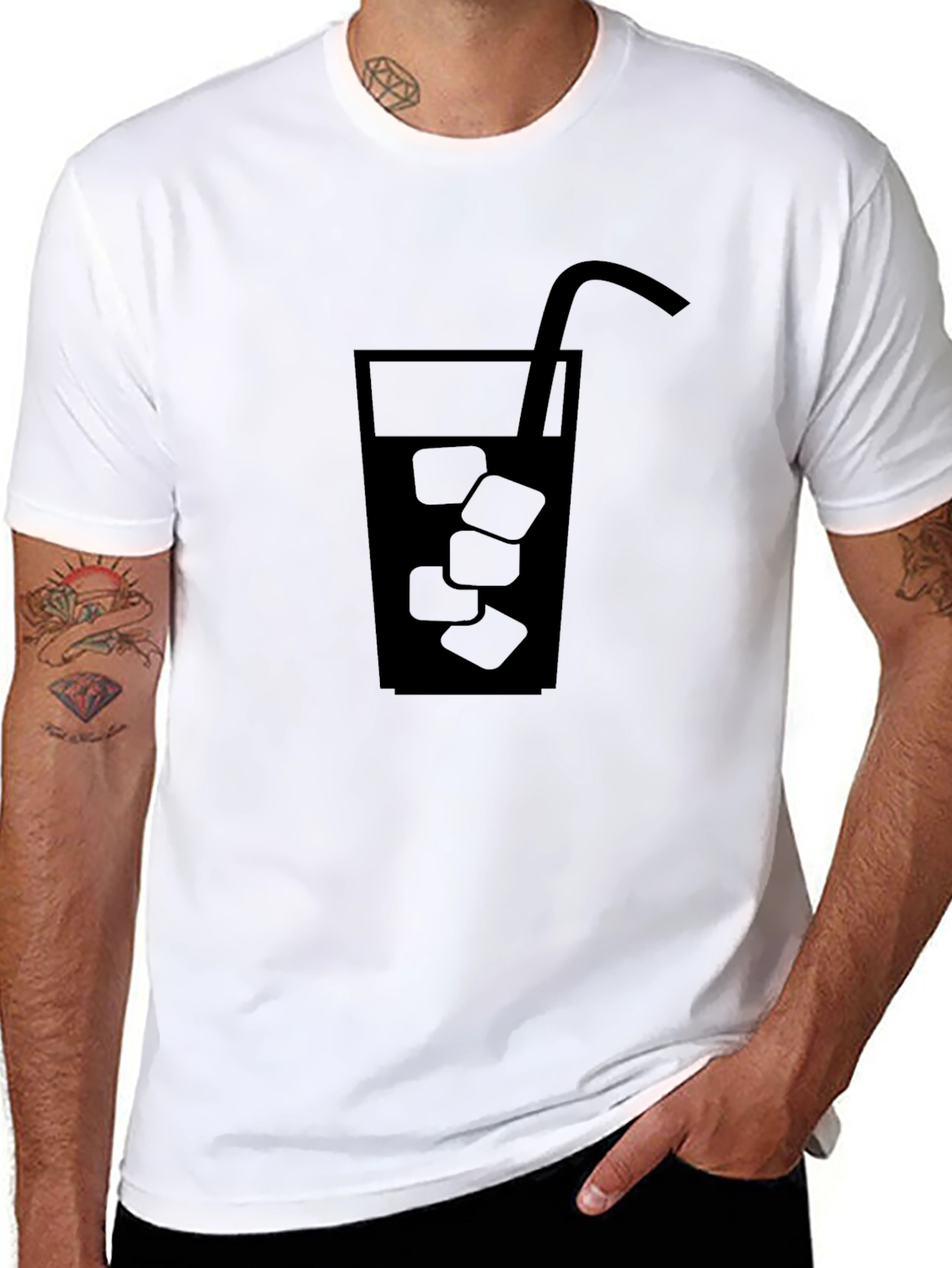Black Cool Drink Graphic Tee - Black Cotton Shirt view 8