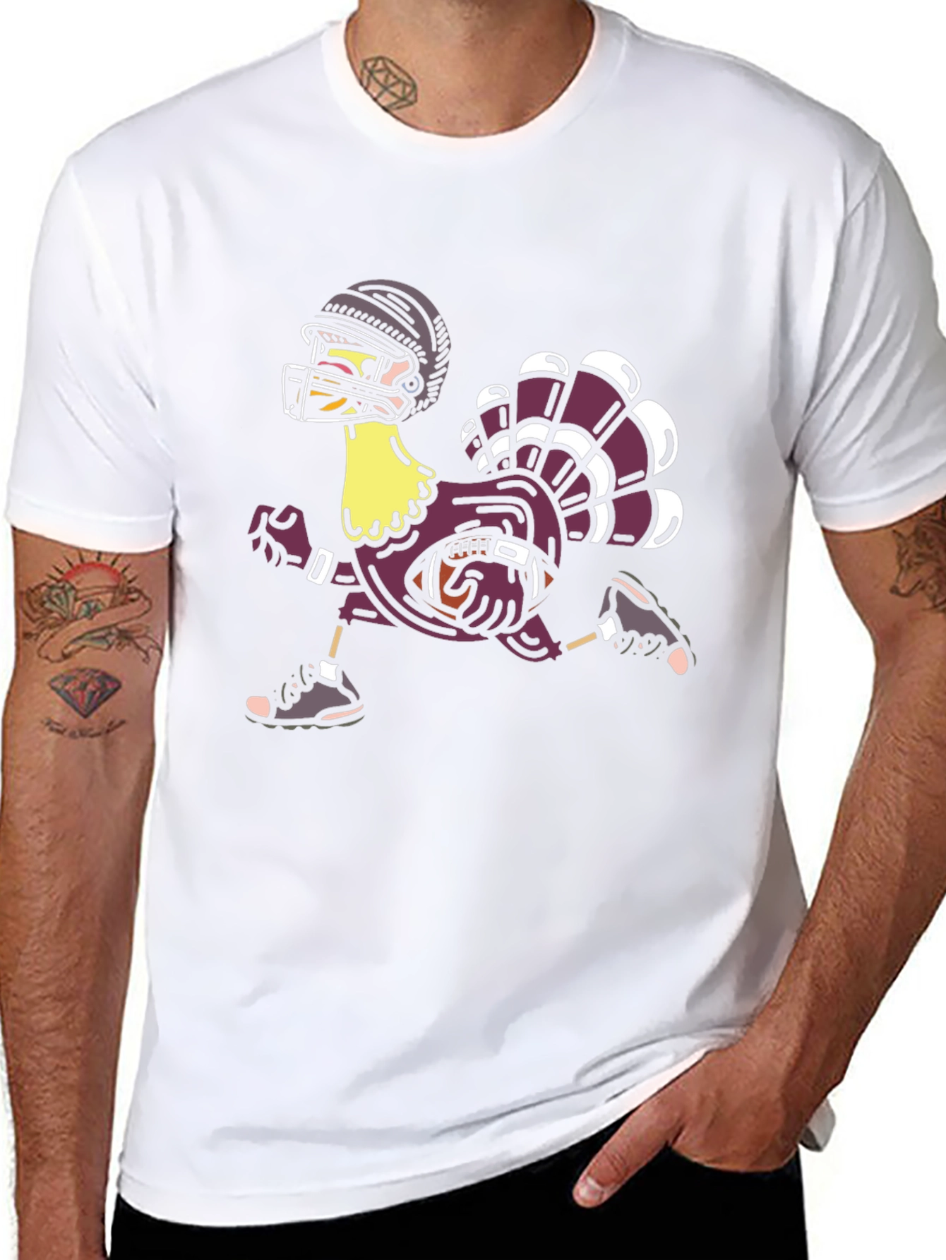 Black Football Turkey Thanksgiving T-Shirt view 8