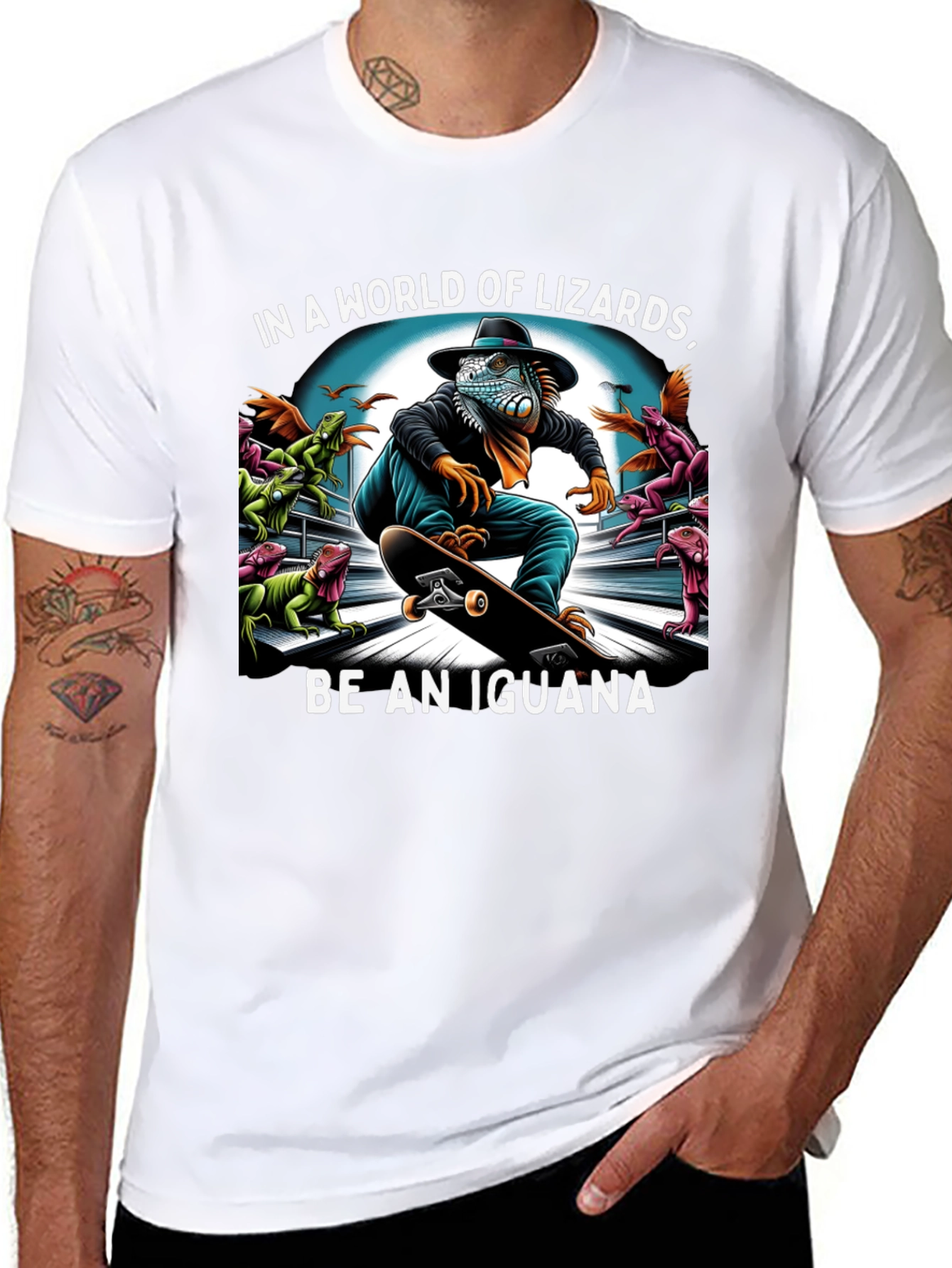 Black Iguana Skateboard T-Shirt - Be an Iguana! view 8