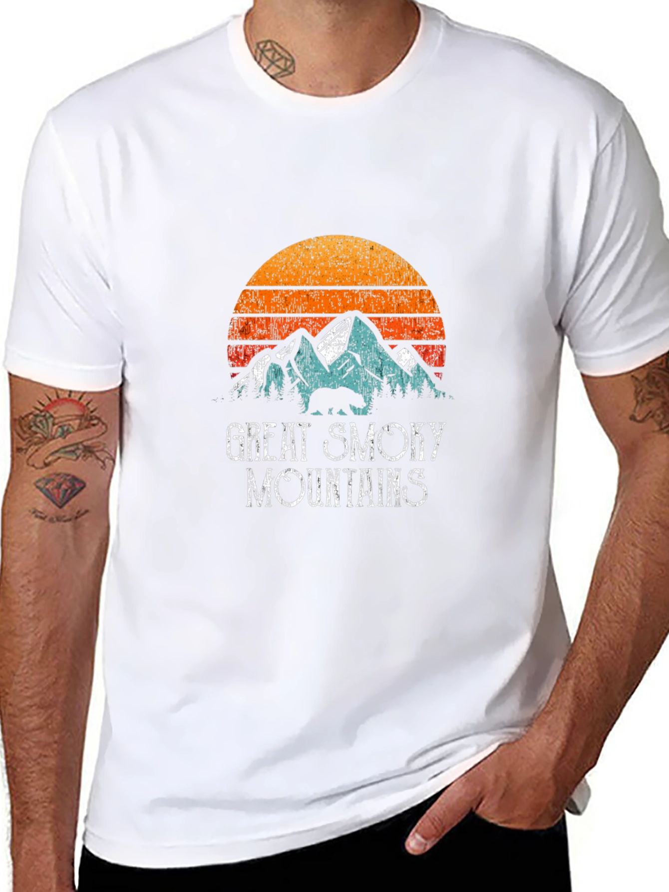 Black Great Smoky Mountains T-Shirt, Retro Graphic Tee view 8