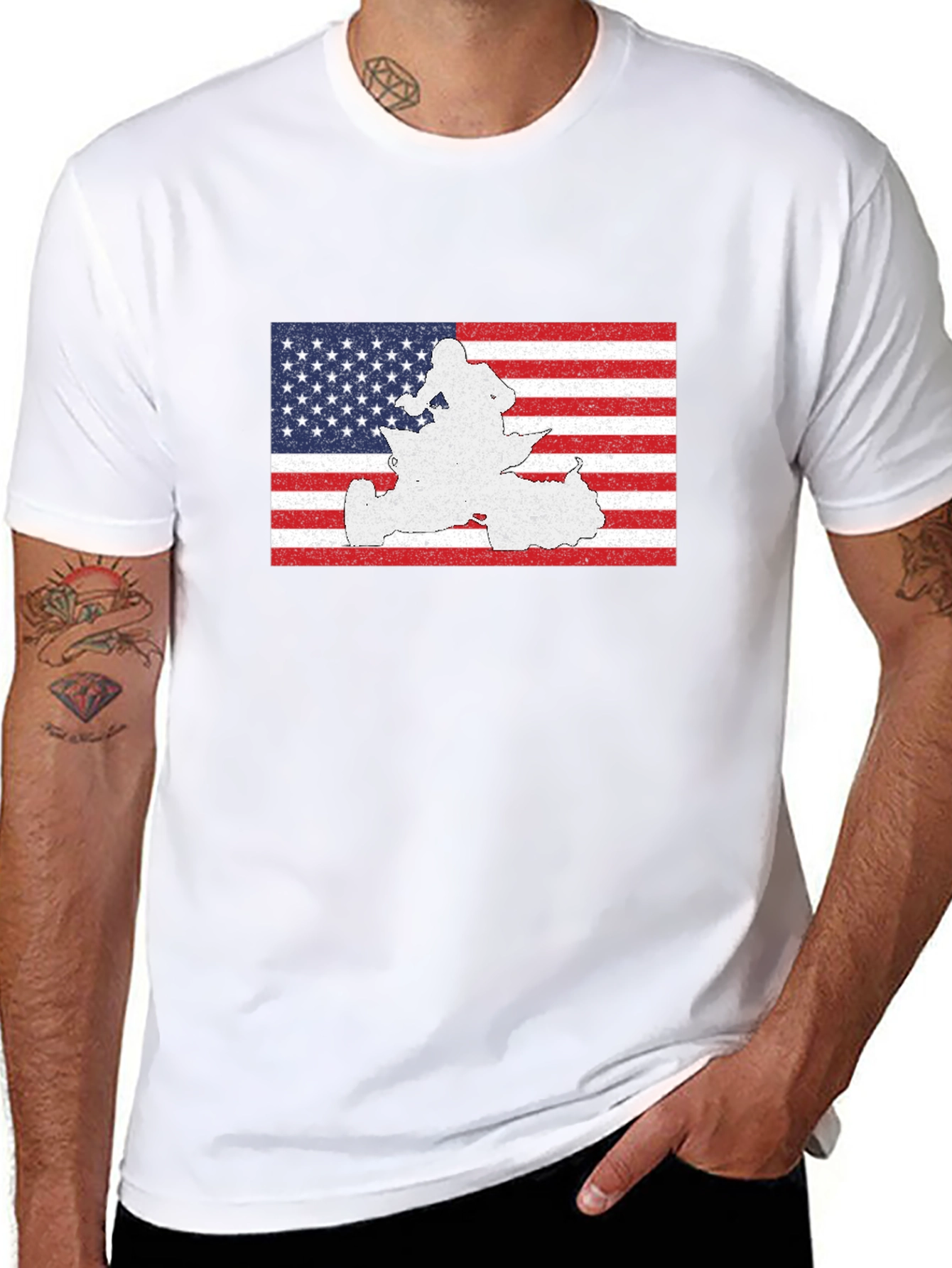 American Flag Snowmobile Graphic T-Shirt - 8